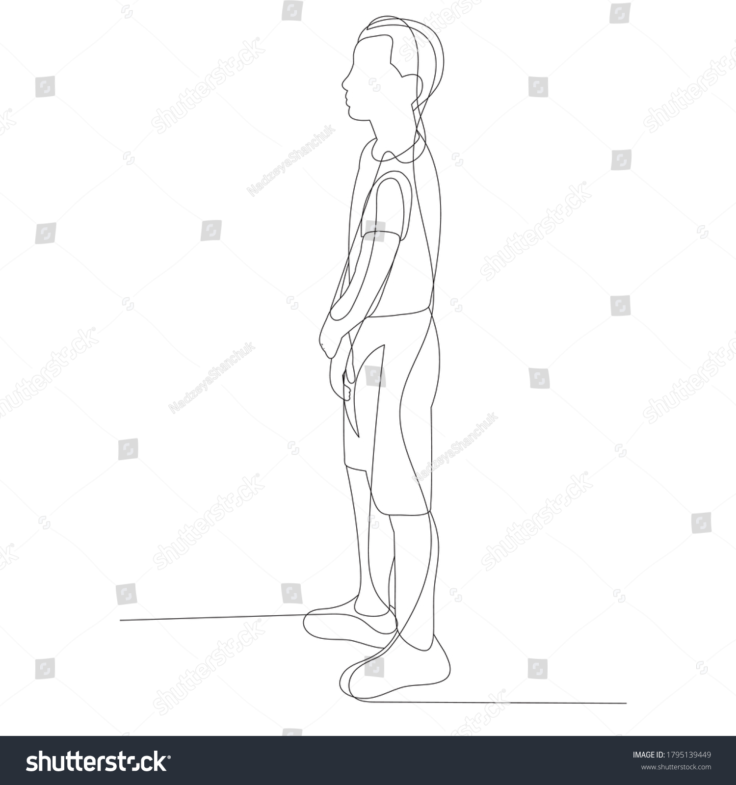 Continuous Line Drawing Child Boy Stock Vector (Royalty Free ...