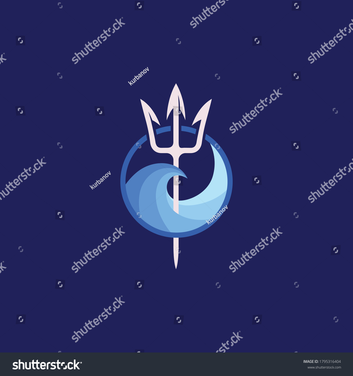 Neptune Trident Logo Sea Wave Symbol Stock Vector (royalty Free 