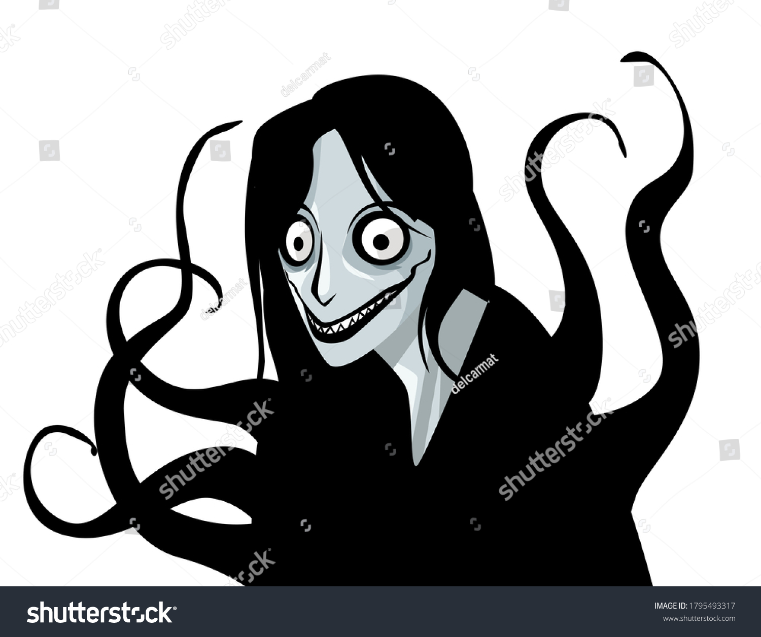 Sad Pale Emo Creepypasta Young Woman Stock Vector Royalty Free