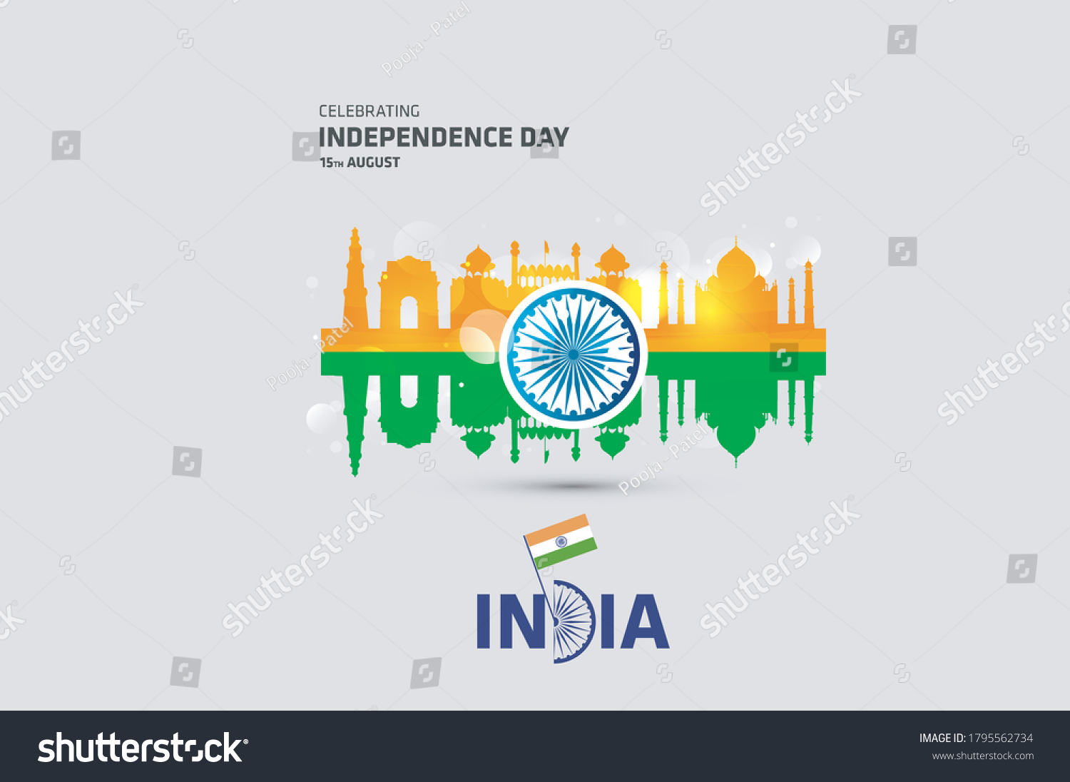 Indian Flag Monuments Vector Stock Vector (royalty Free) 1795562734 