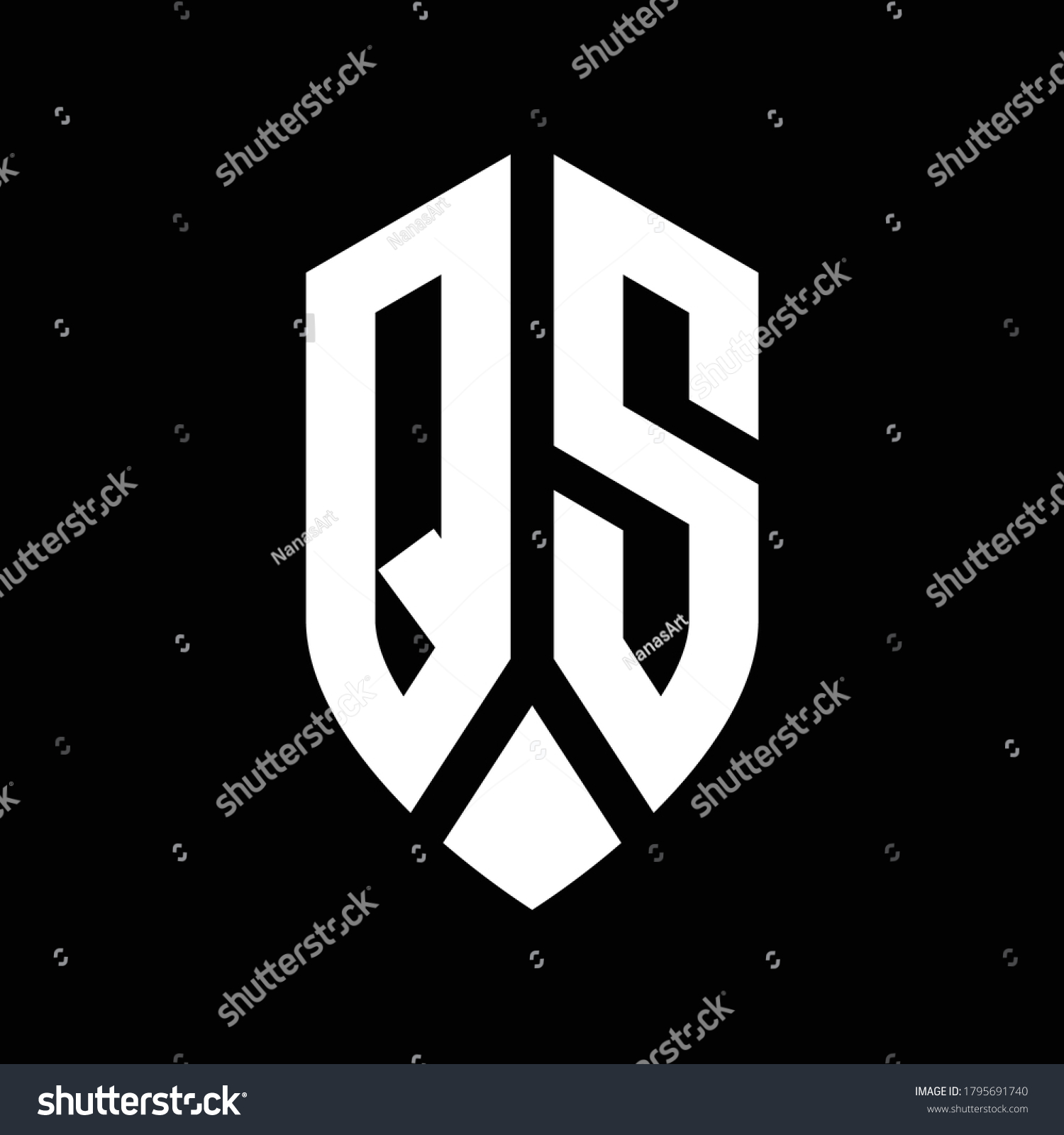 Qs Logo Monogram Emblem Shield Style Stock Vector (royalty Free 