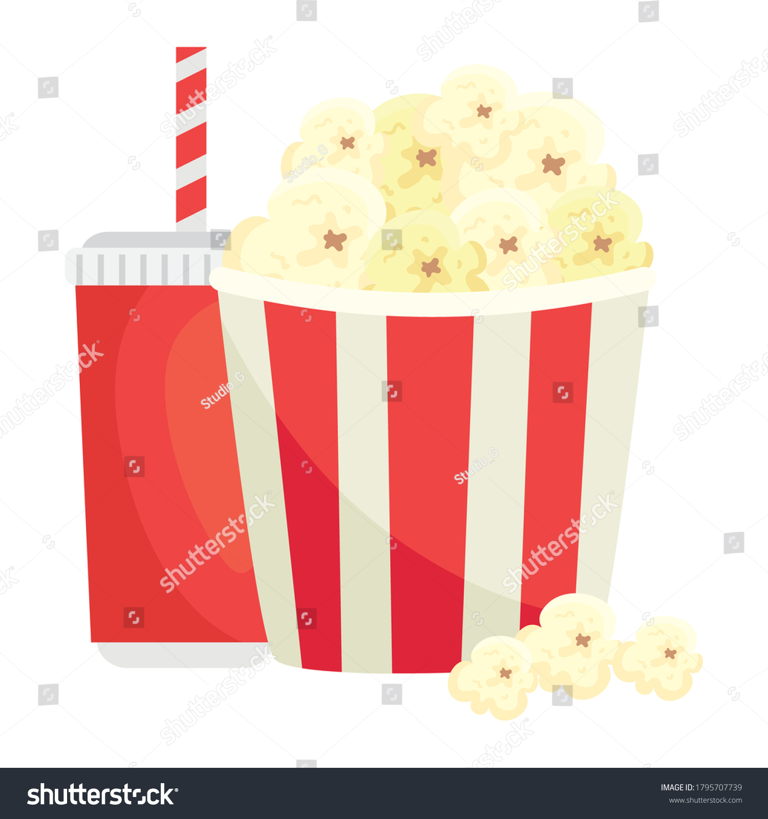 Popcorn Drink On White Background Vector Stock Vector Royalty Free 1795707739 Shutterstock 0595