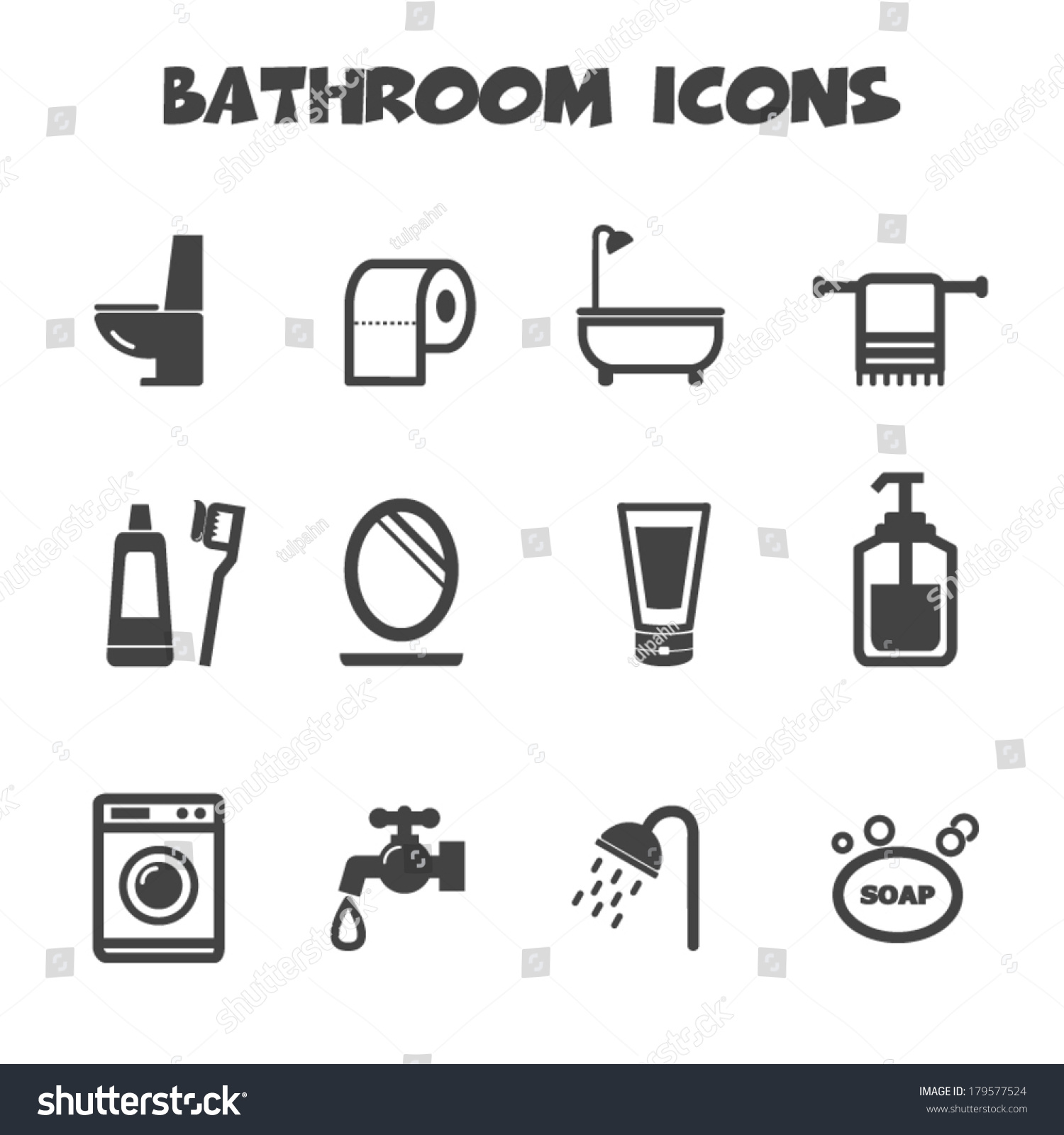 Bathroom Icons Mono Vector Symbols Stock Vector (royalty Free 