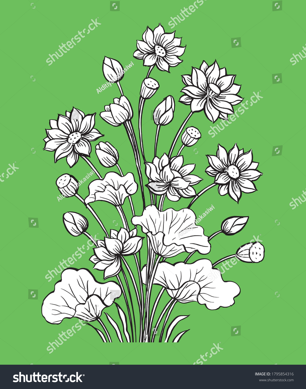 Lotus Flower Sketch Hand Drawn Illustration Stock Vector Royalty Free 1795854316 Shutterstock 1417