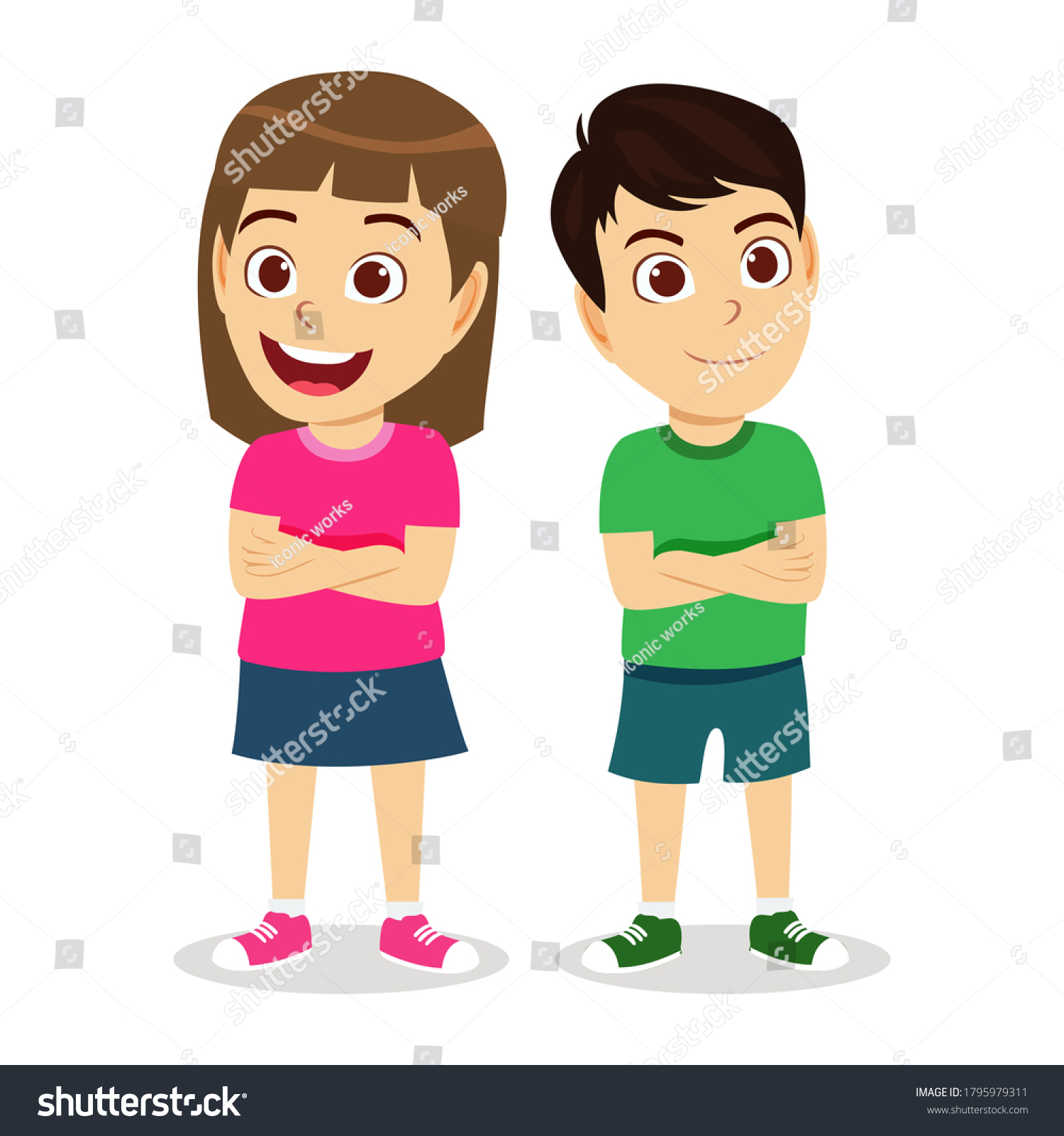 Happy Cute Kid Girl Sad Boy Stock Vector (Royalty Free) 1795979311 ...