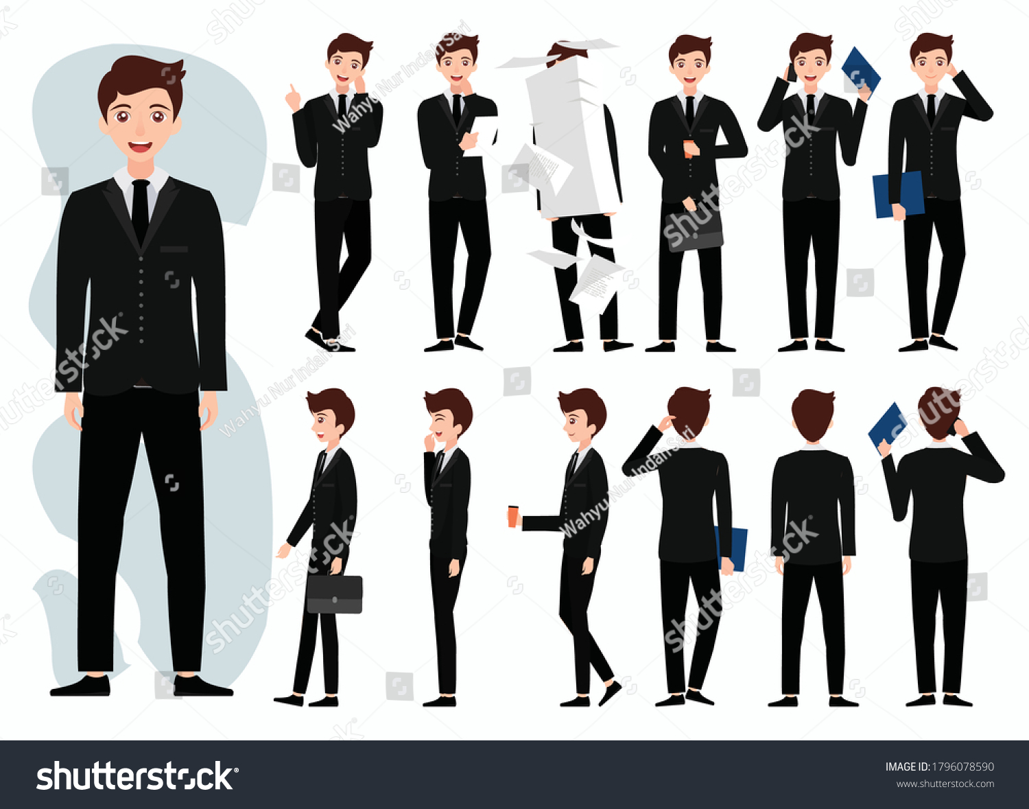 Youth Character Wearing Black Suit Work Stock Vector (Royalty Free ...