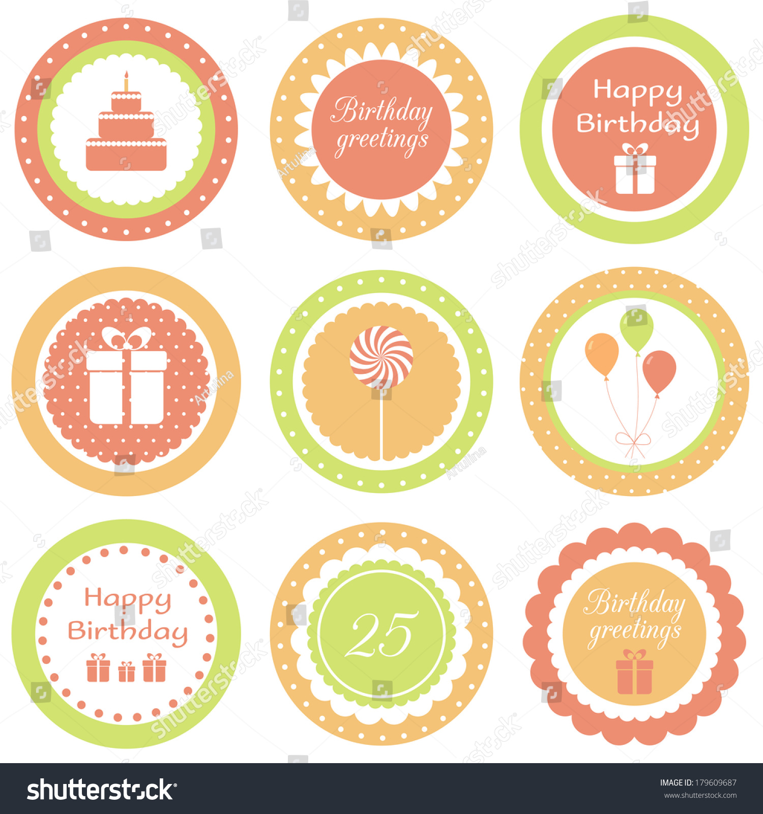 Birthday Cupcake Toppers Stock Vector (Royalty Free) 179609687 ...