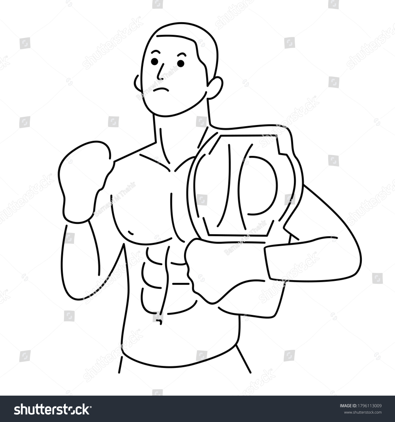 Boxing Character Line Art Vector Illustration Stock Vector (Royalty ...