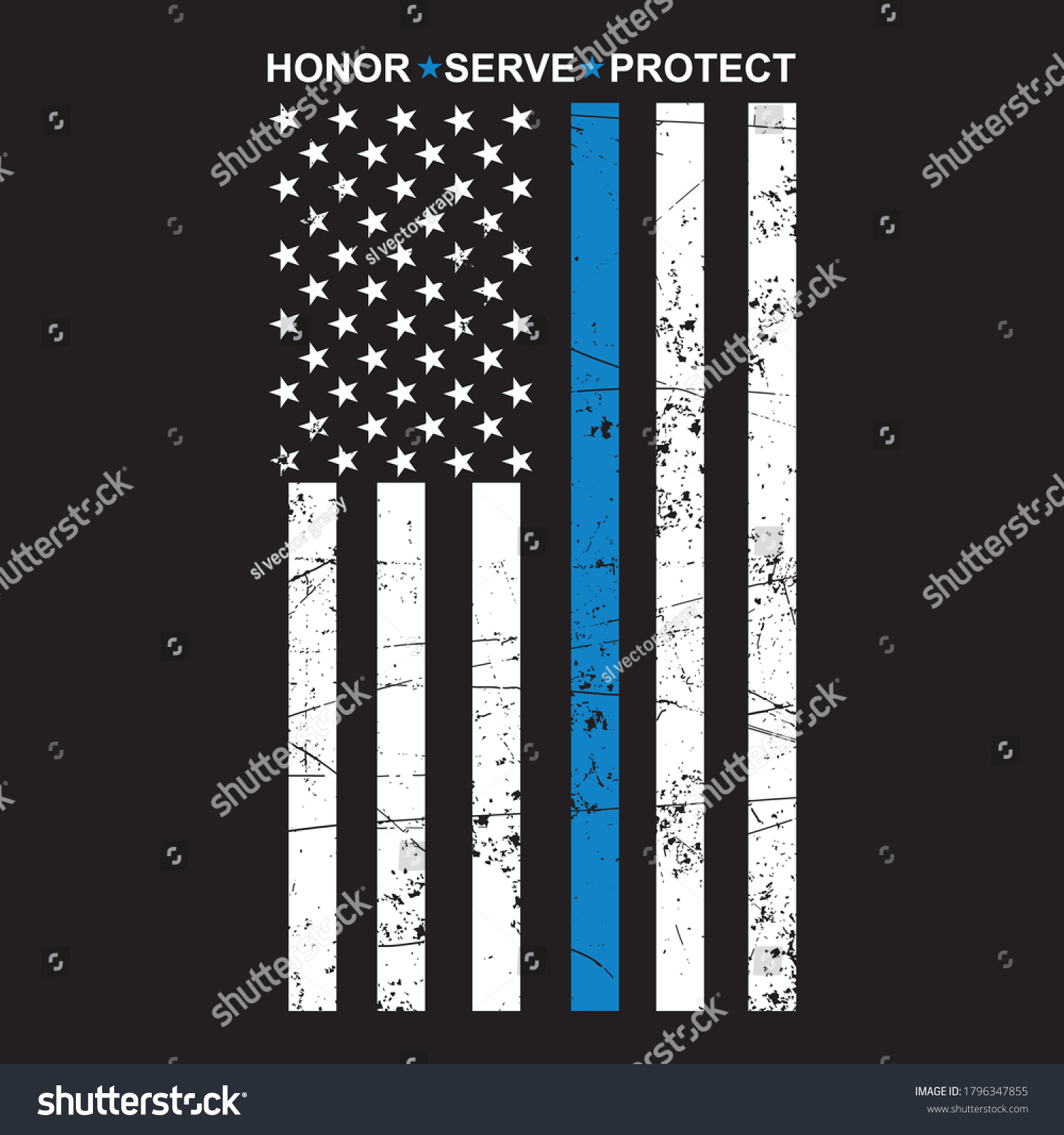 Honor Serve Protect Thin Blue Line Stock Vector (Royalty Free ...