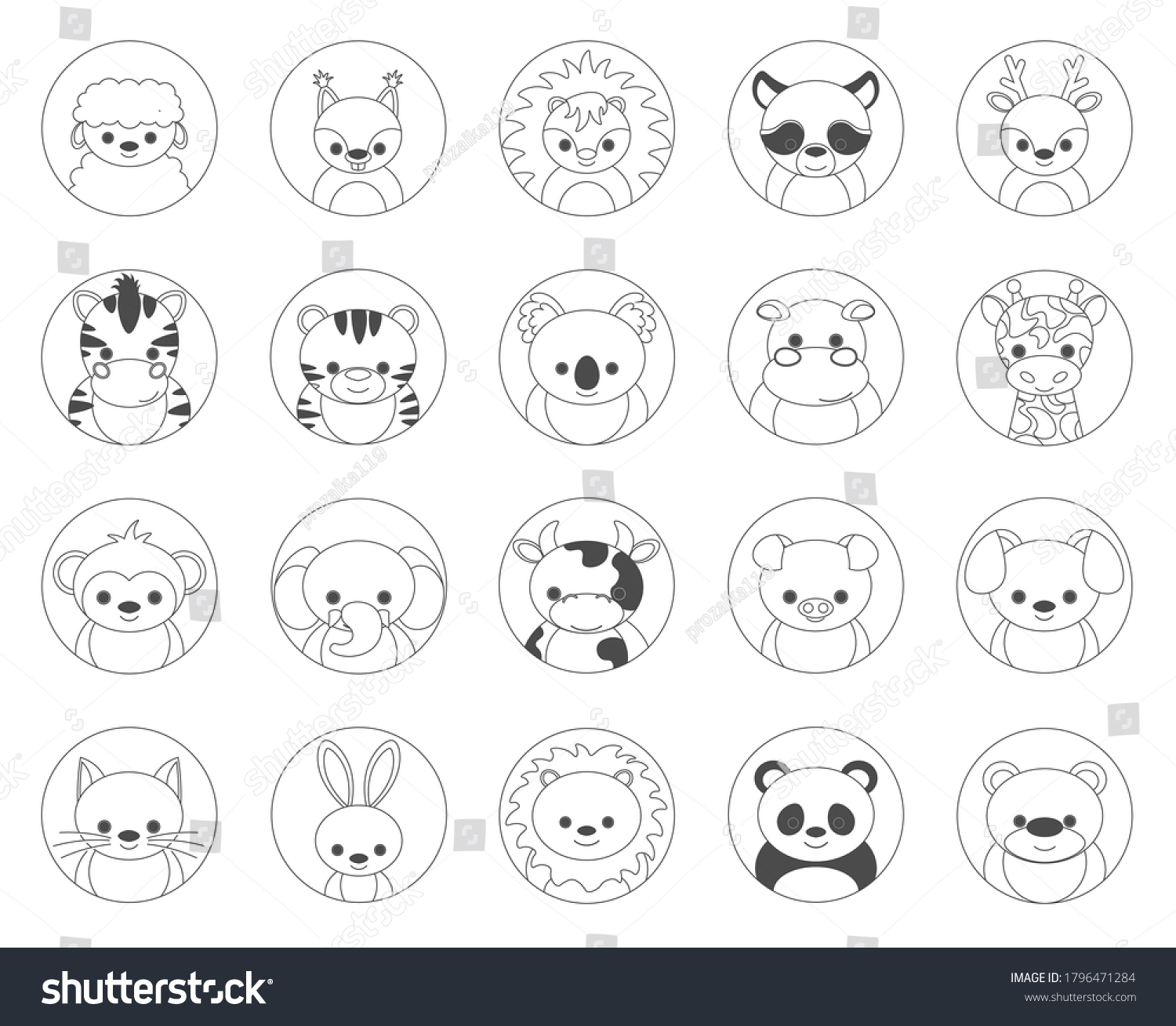 Set Cartoon Doodles Graphics Animals Creatures Stock Vector (Royalty ...