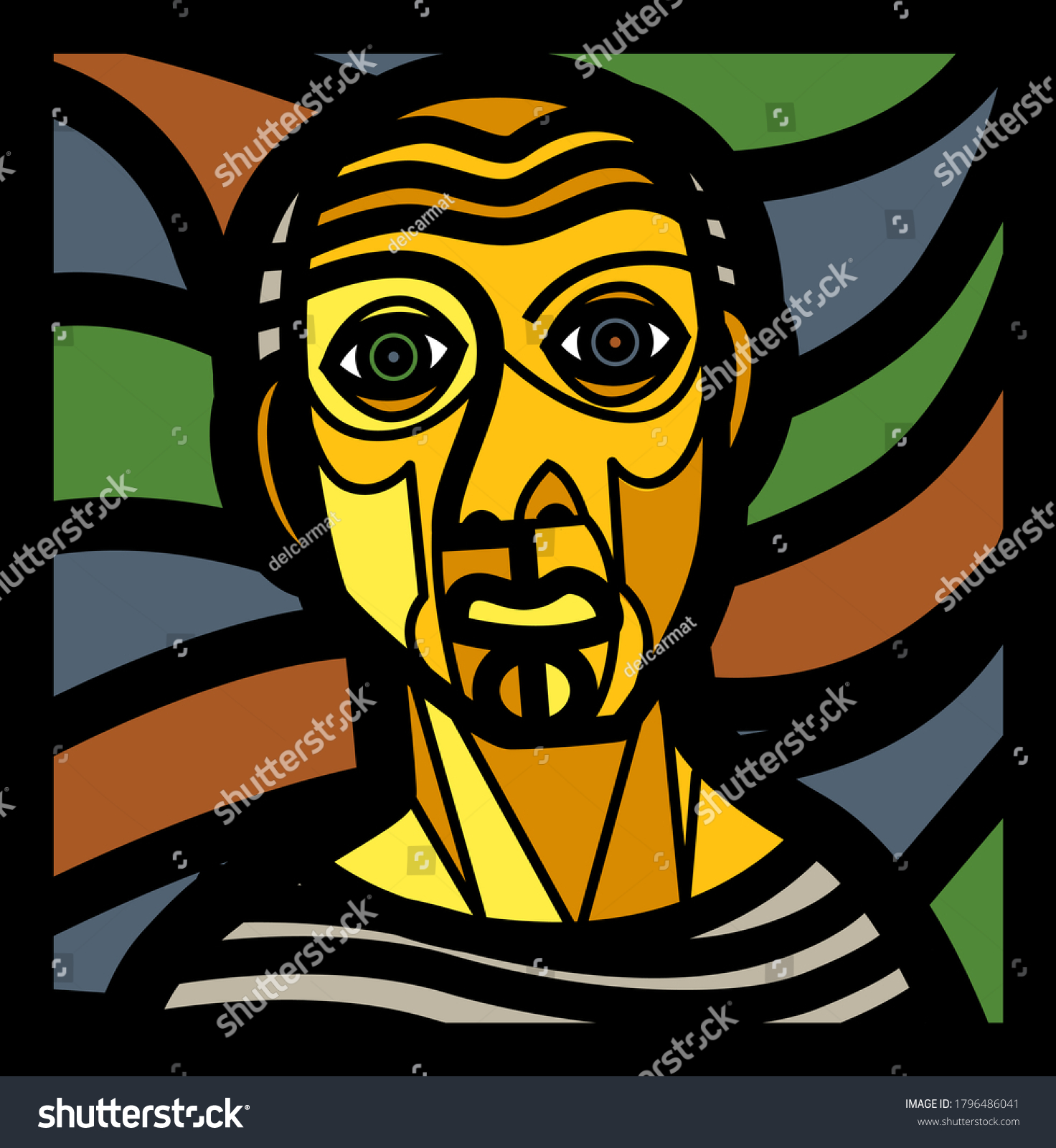 Cubist Great Painter Face Portrait Painting Stock Vector Royalty Free 1796486041 Shutterstock