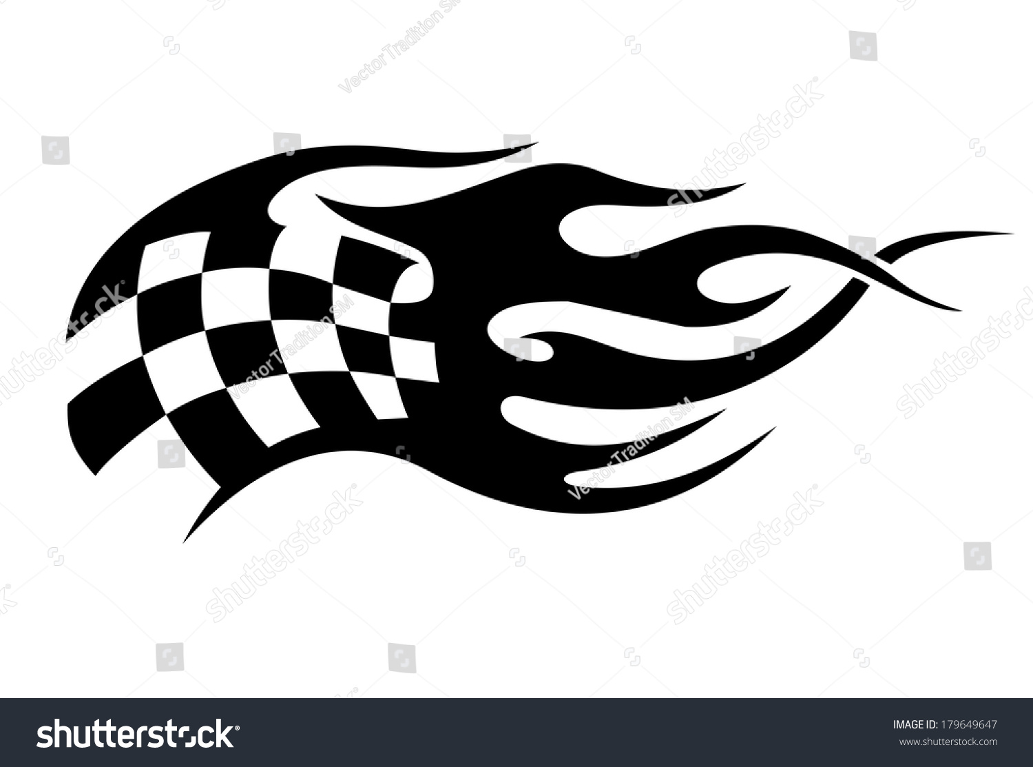 Flaming Black White Checkered Flag Tattoo Stock Vector (Royalty Free) 17964...