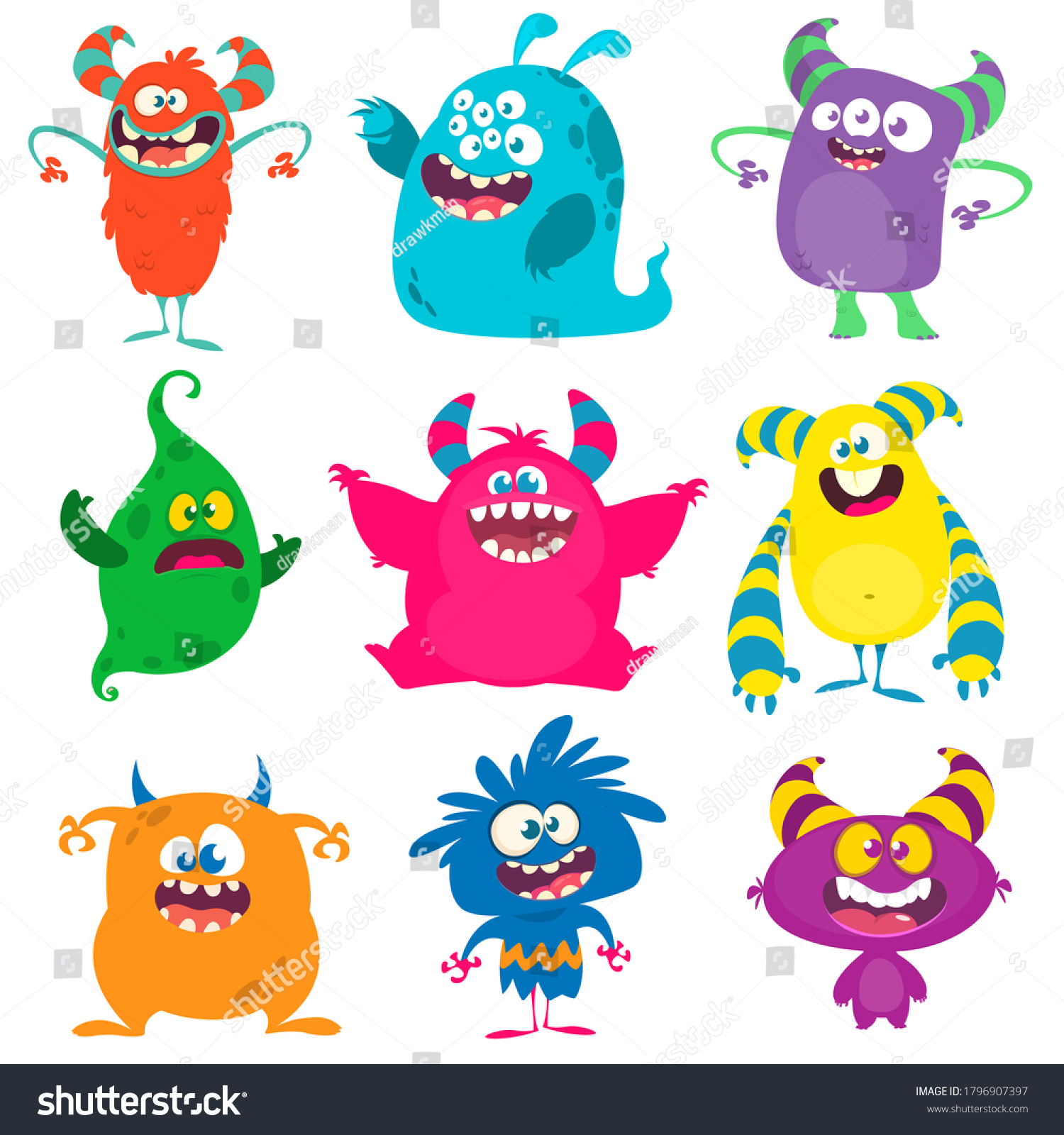 Funny Cartoon Creatures Set Cartoon Vector Stock Vector (Royalty Free ...