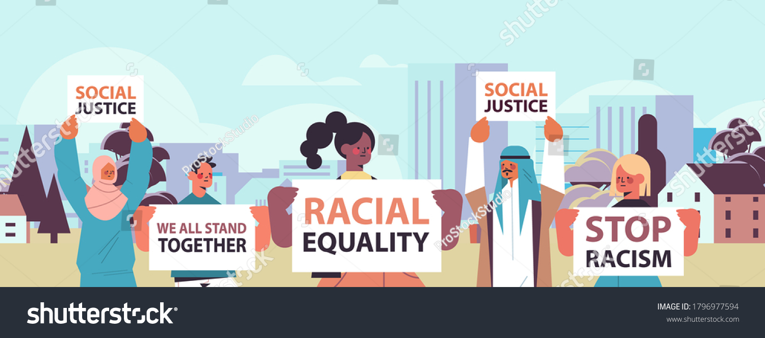 Mix Race Activists Holding Stop Racism Stock Vector (Royalty Free ...