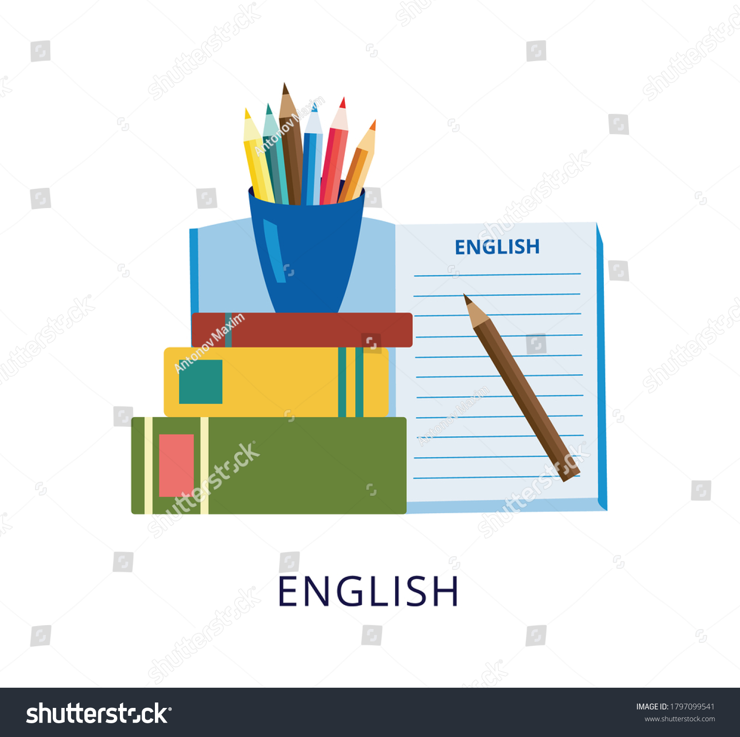 English Lessons School Classes Banner Logo Stock Vector (Royalty Free