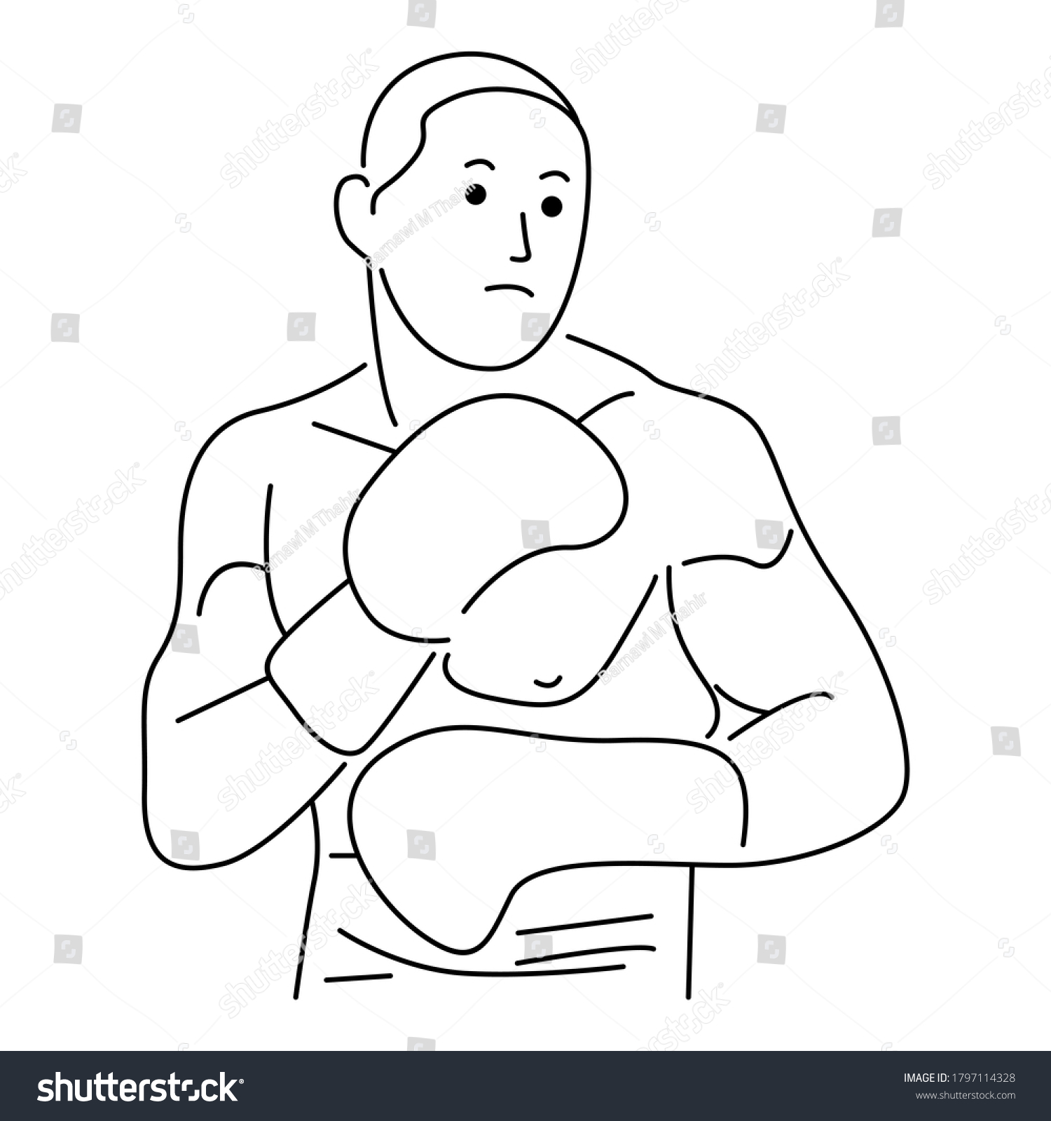 Boxer Fight Line Art Vector Illustration Stock Vector (Royalty Free ...