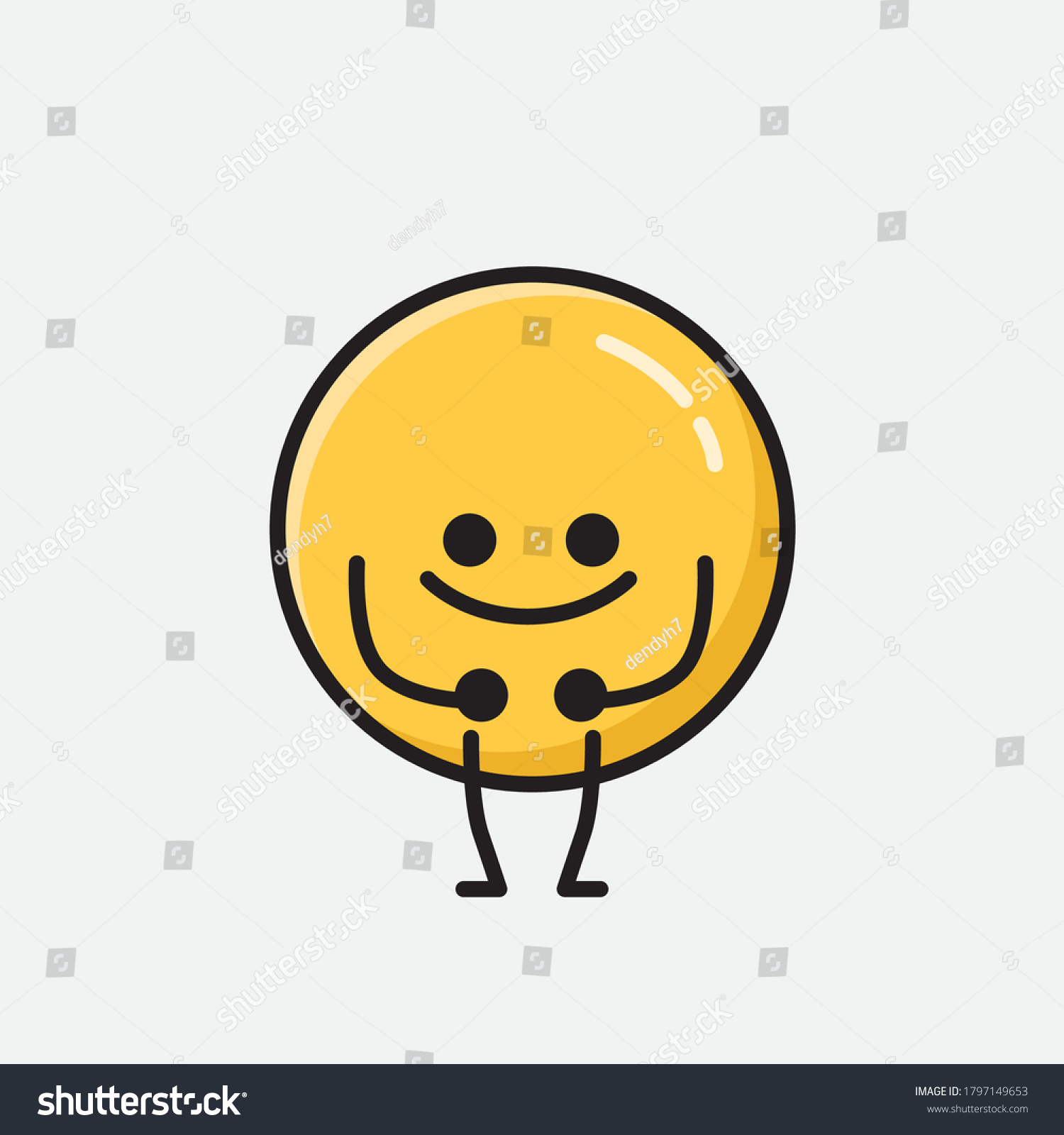 Illustration Cute Yellow Emoticon Vector Character Stock Vector Royalty Free