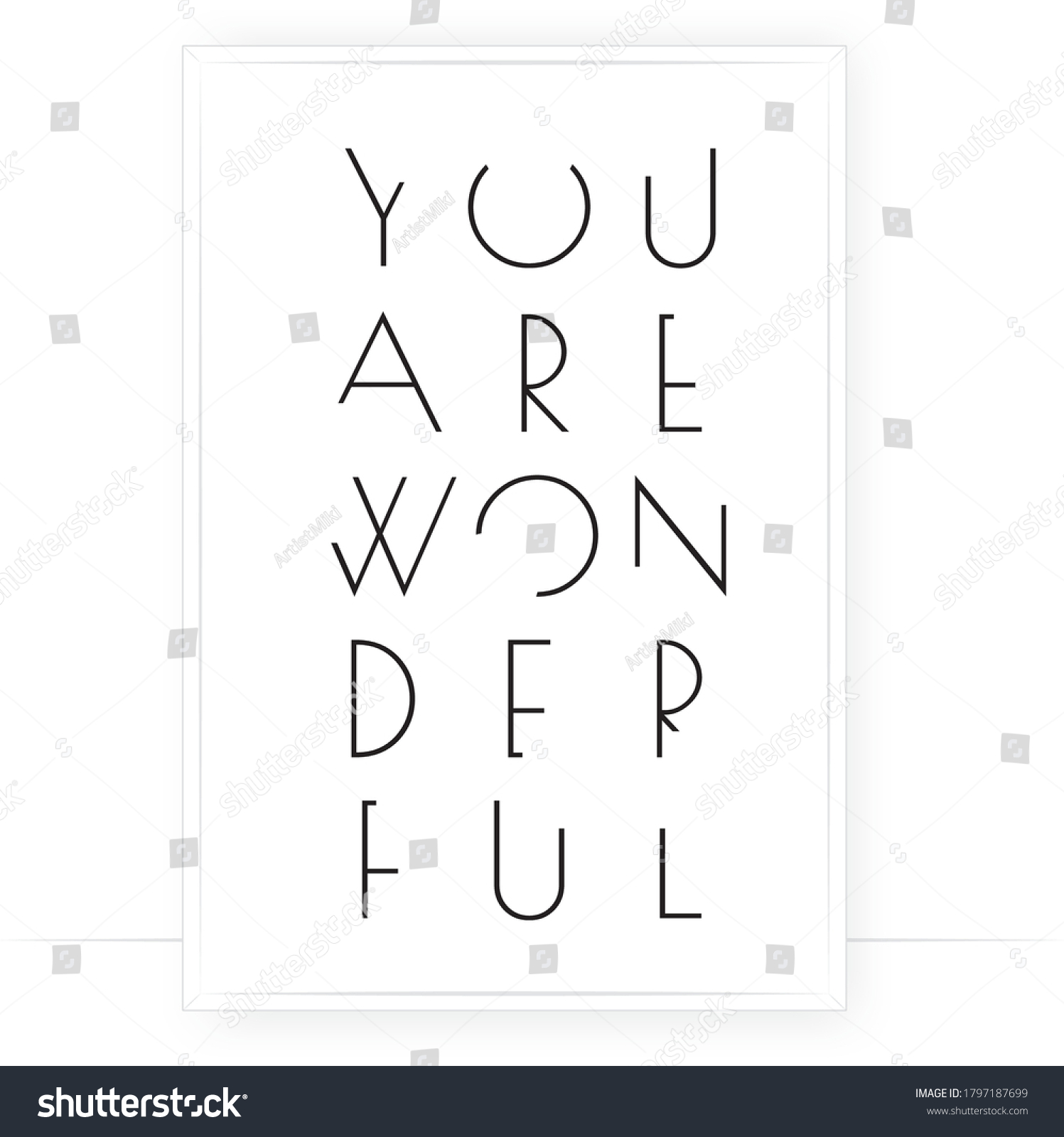 You Wonderful Vector Minimalist Art Design Stock Vector (Royalty Free ...