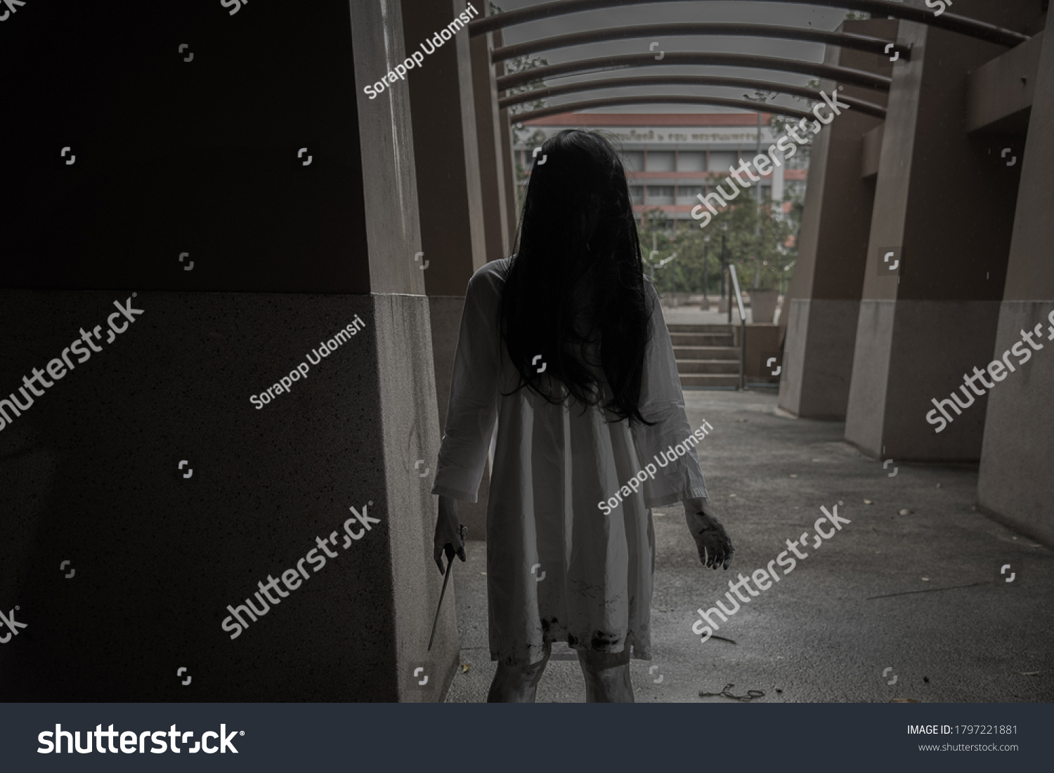 Horror Woman Scary Ghost Creepy Standing Stock Photo 1797221881 ...