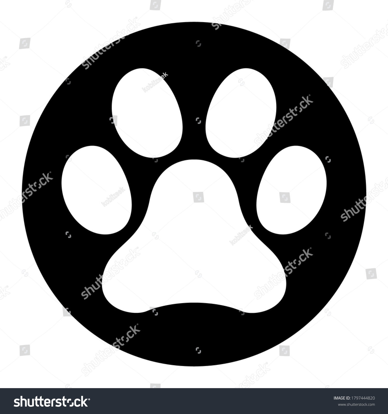 Animal Paw Icon Dog Cat Symbol Stock Vector (Royalty Free) 1797444820 ...