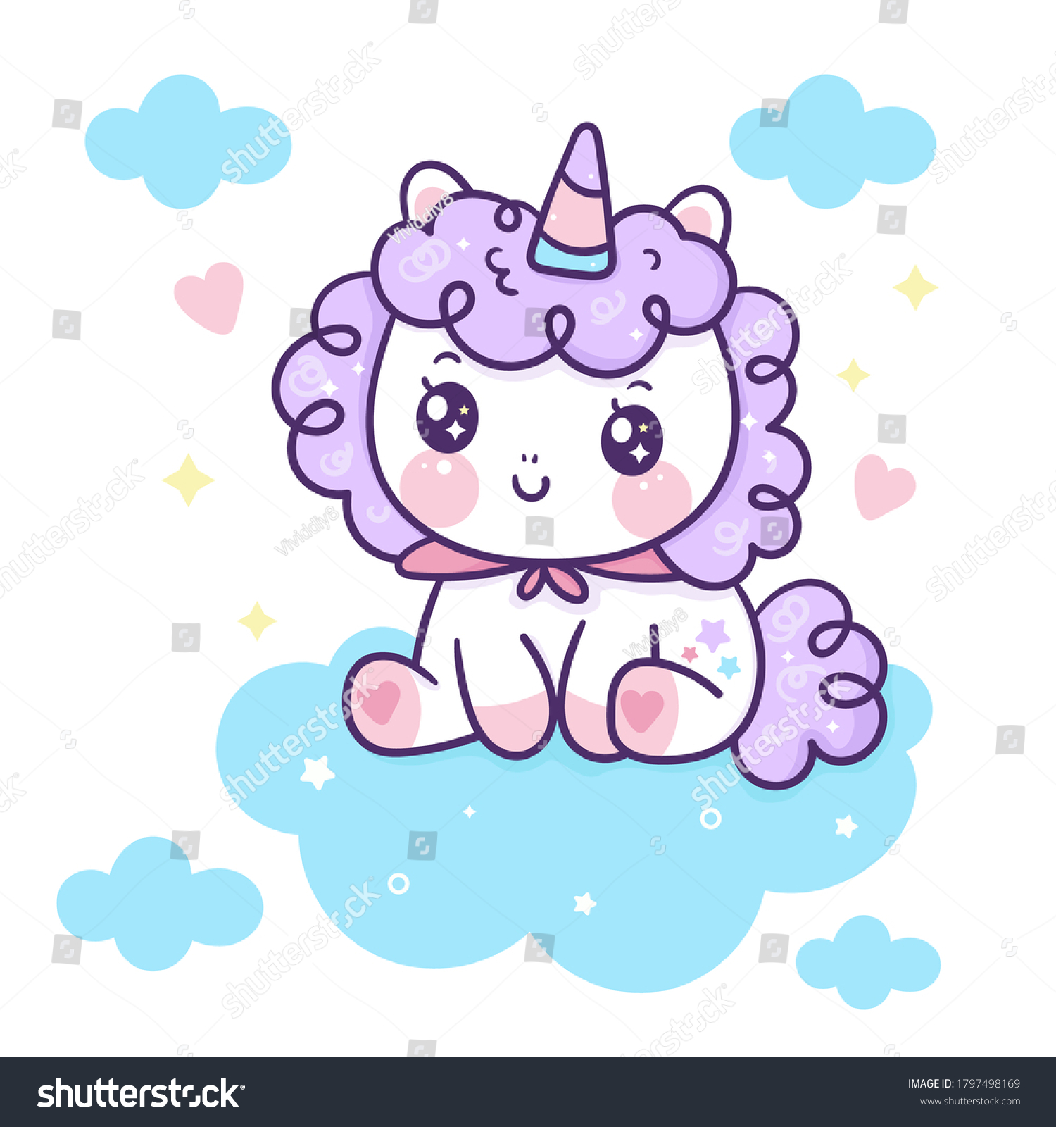 Flat Unicorn Fairy Cartoon Pony Child Stock Vector (Royalty Free ...