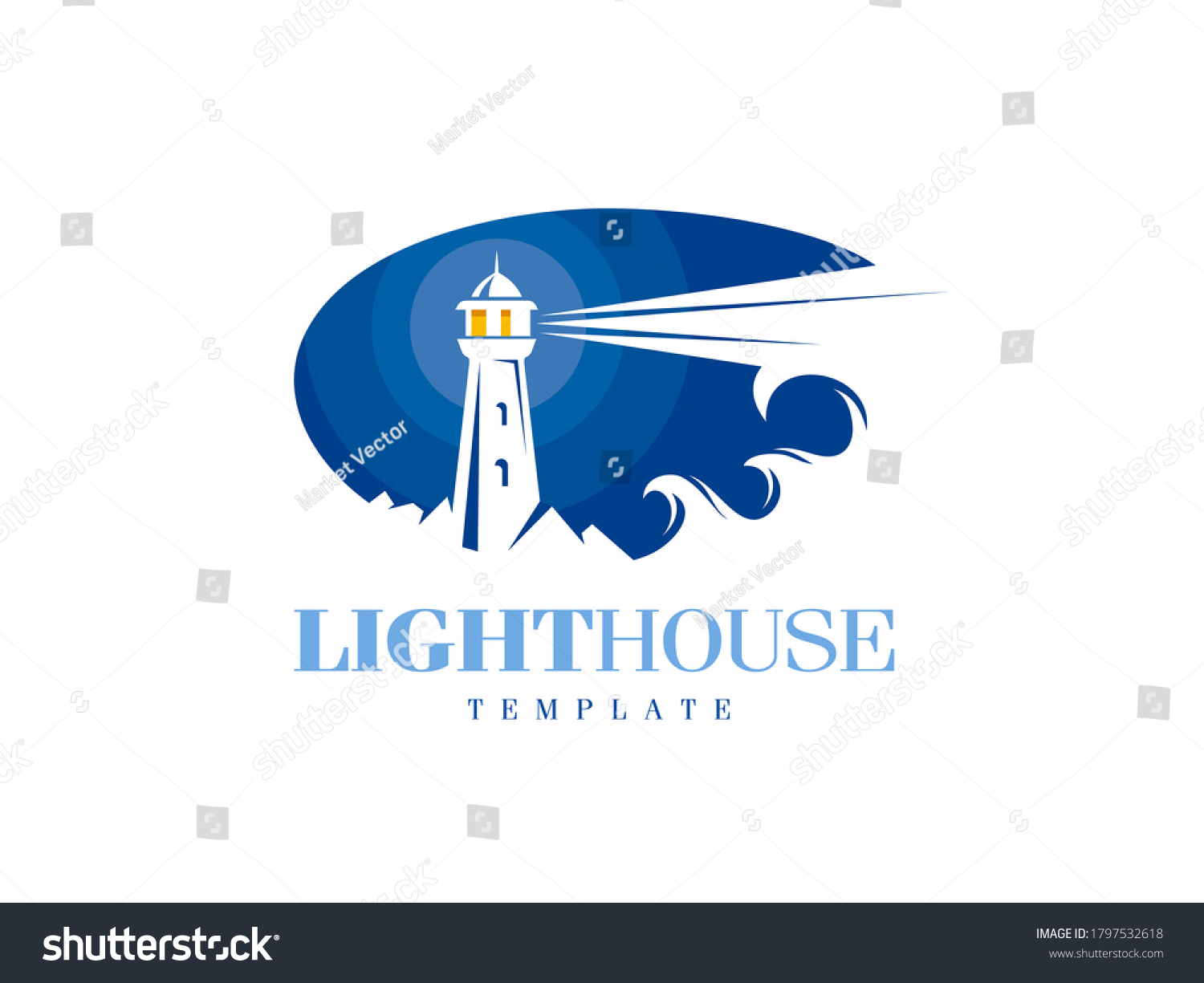 Lighthouse Logo Silhouette Beacon Ray Course Stock Vector (Royalty Free ...