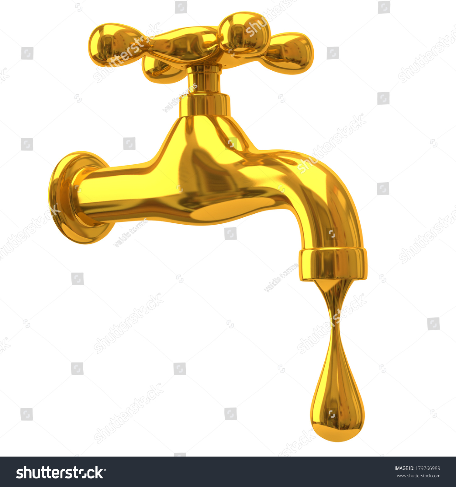 Golden Tap With Golden Drop Stock Photo 179766989 : Shutterstock 