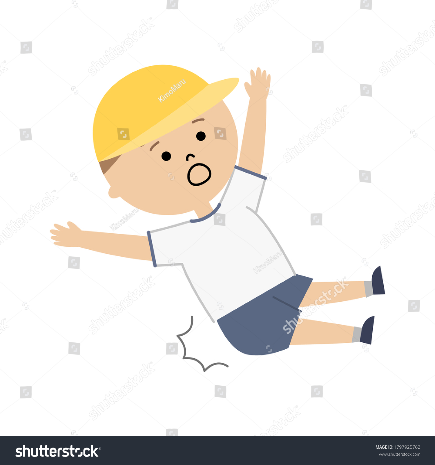 Vector Illustration Boy Fall On His Stock Vector (Royalty Free ...