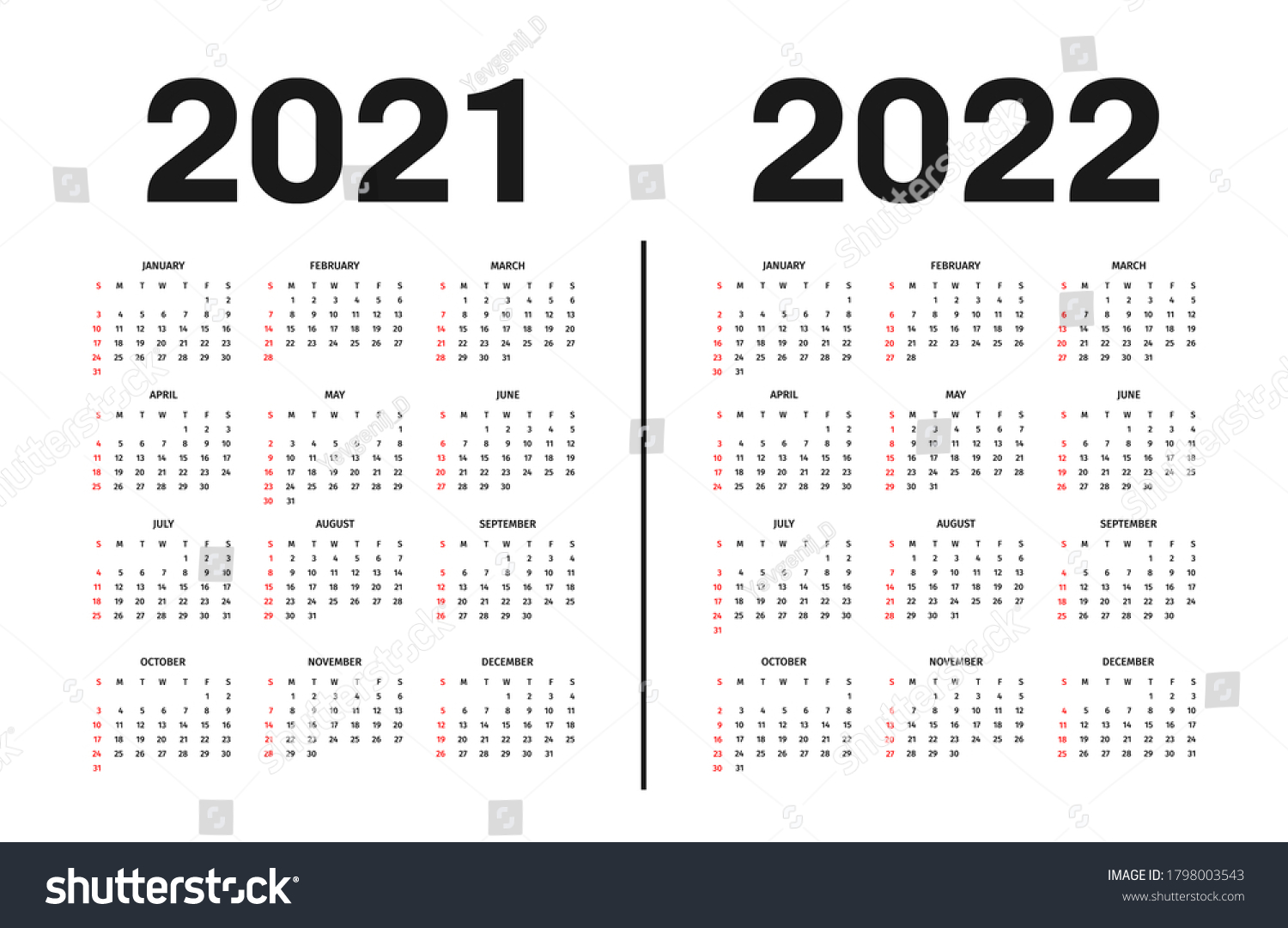 Calendar 2021 2022 Template Calendar Template Stock Vector (Royalty ...