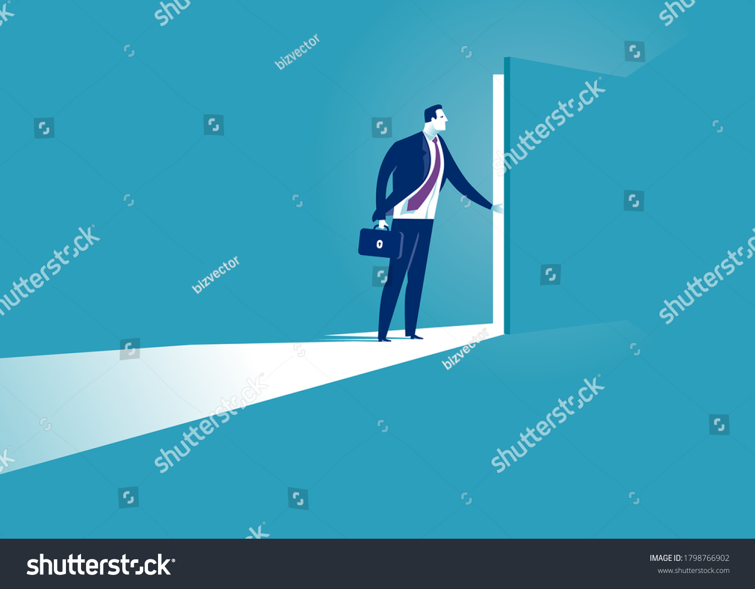 Entering Businessman Opening Secret Door Success Stock Vector (Royalty ...