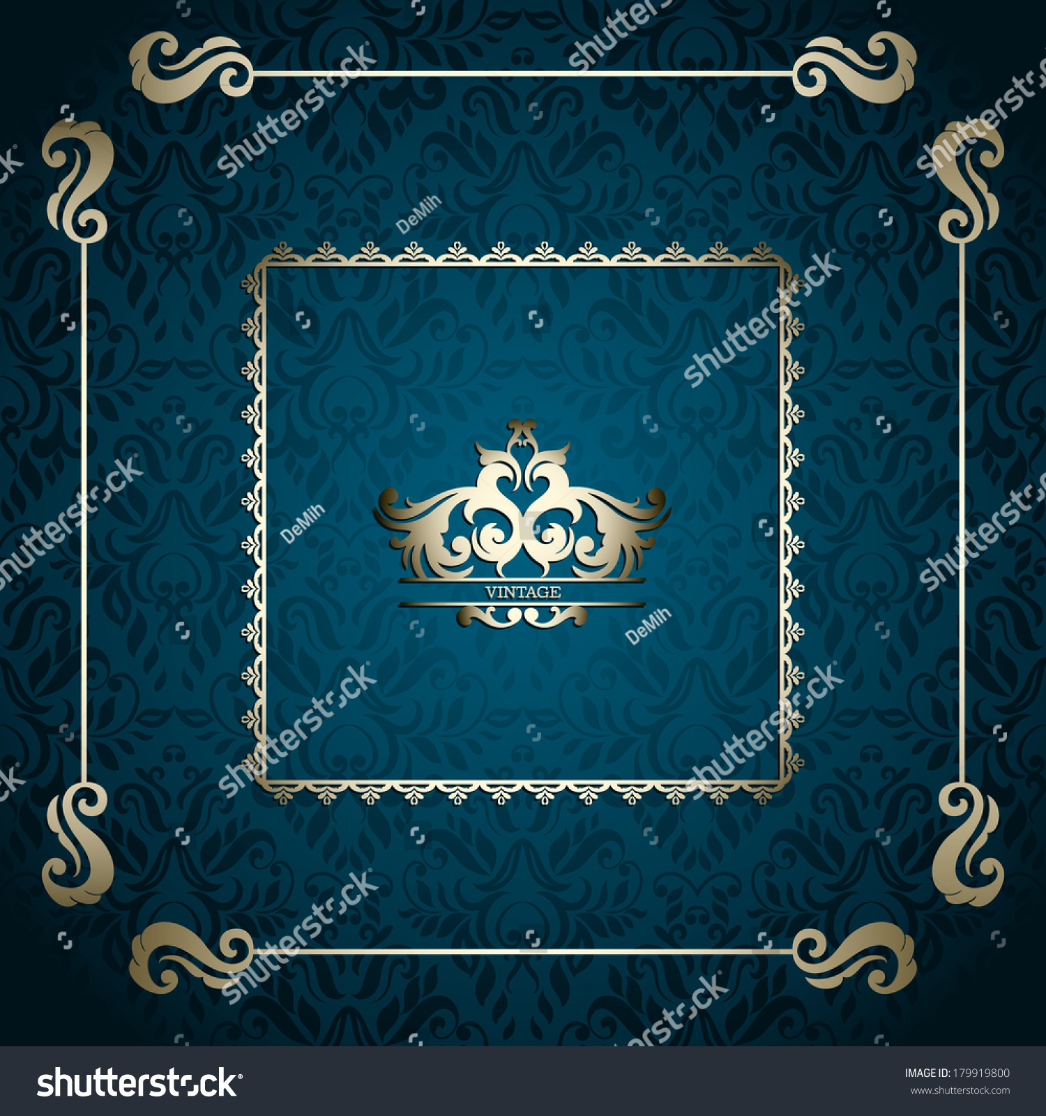 Vintage Background Designed Frames Card Invitation Stock Vector ...