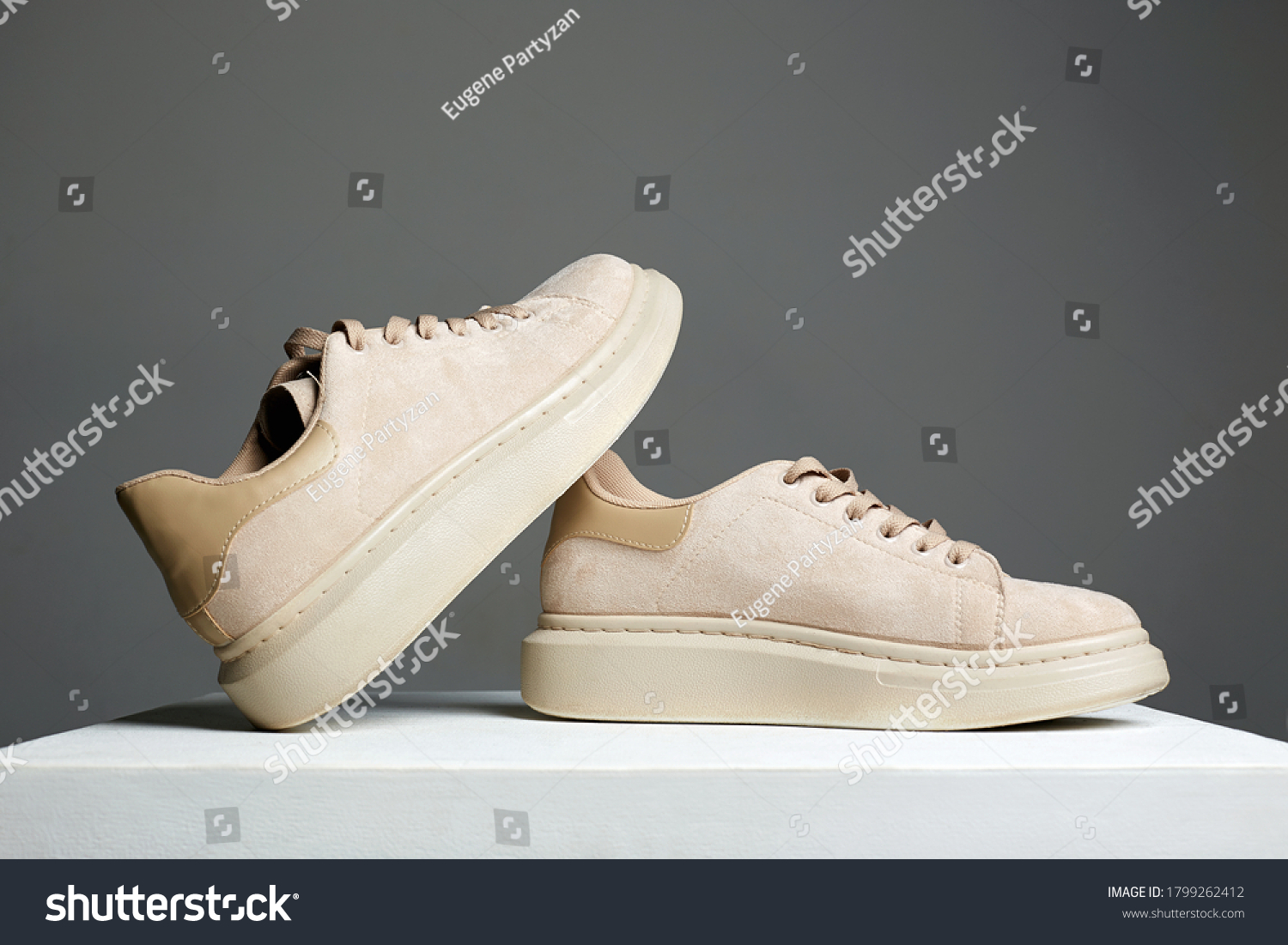 beige fashion sneakers