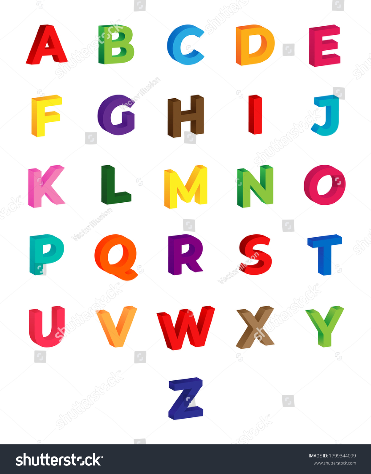 3d English Alphabet Letters Set Children Stock Vector (Royalty Free ...