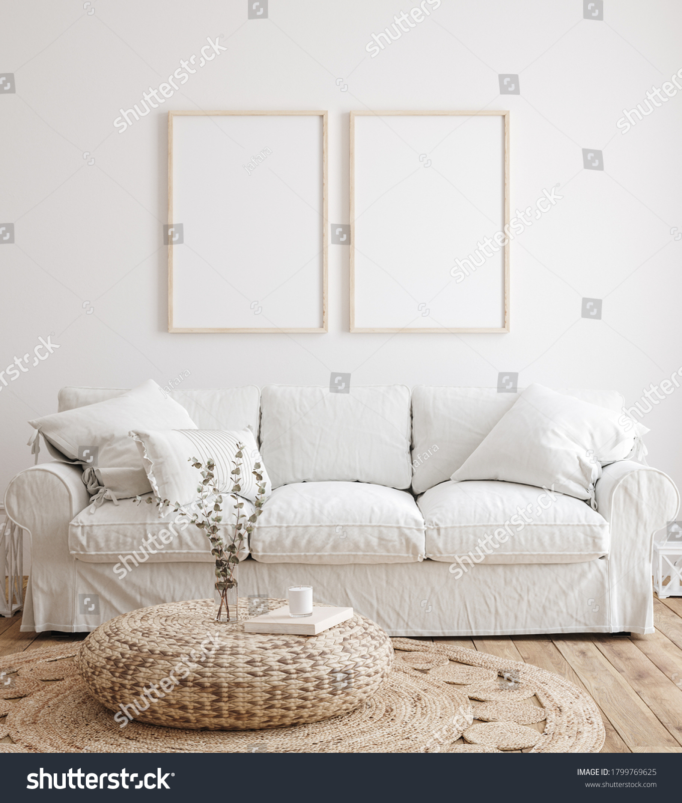 Mockup Frame Farmhouse Living Room Interior Stock Illustration ...