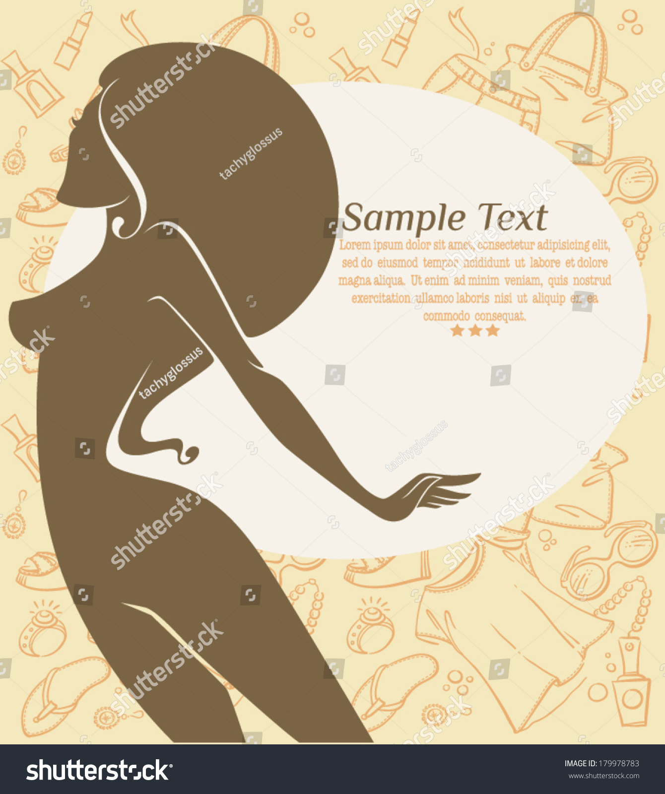 Fashion Summer Background Beautiful Woman Silhouette Stock Vector Royalty Free