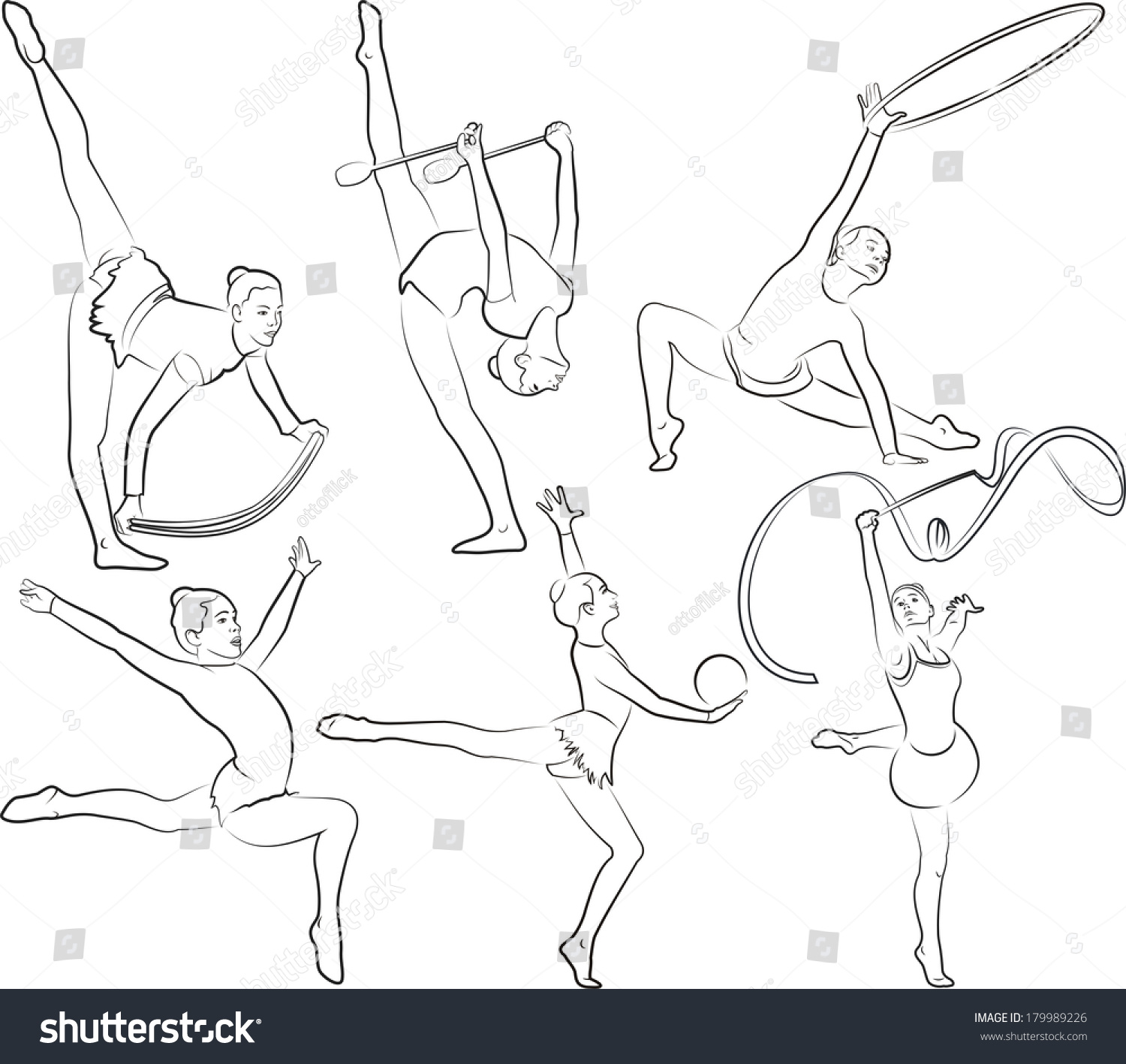 Позы для рисования гимнасток на лентах