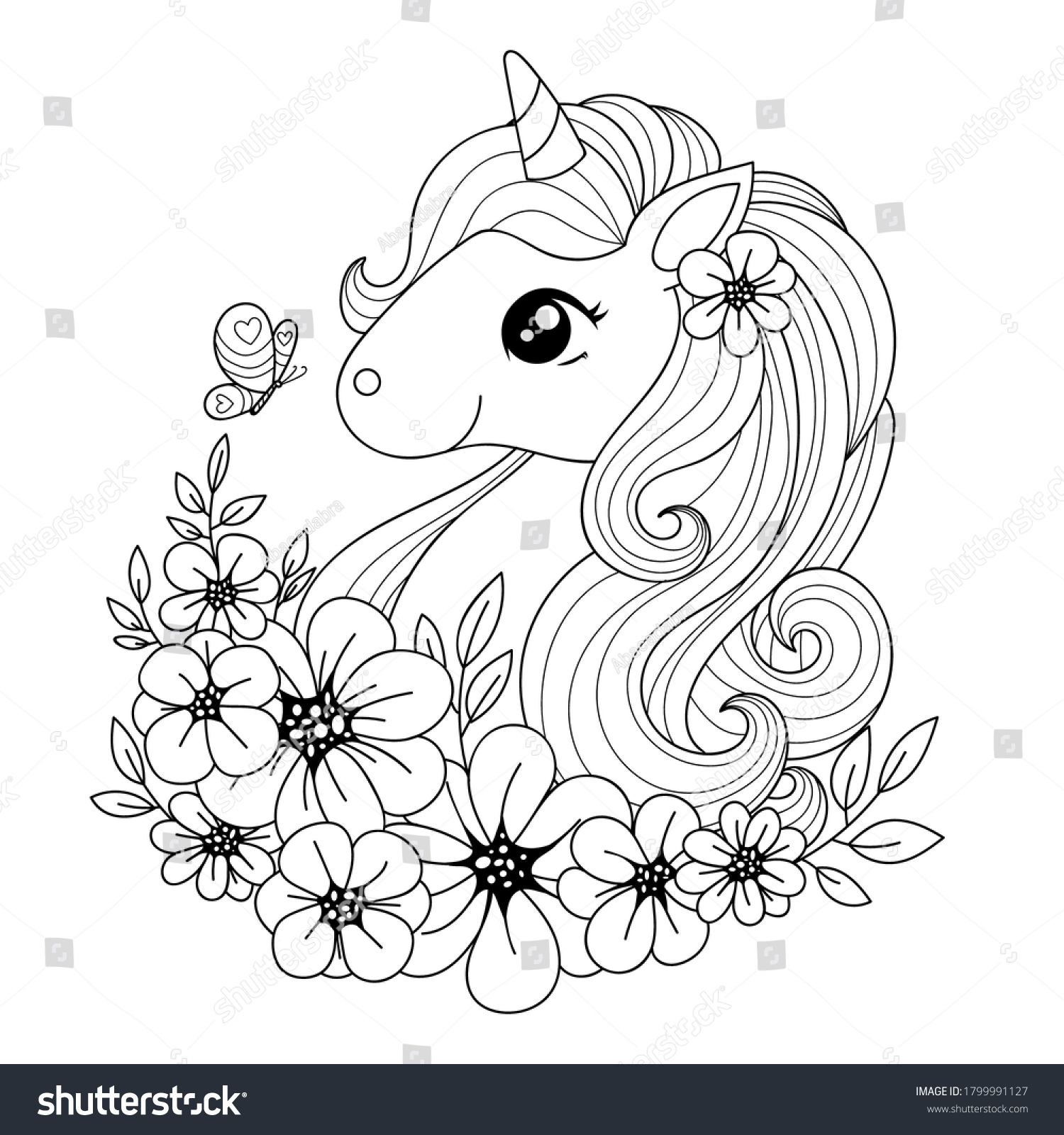 Cute Little Magical Unicorn Surrounded By Stock Vector (Royalty Free ...