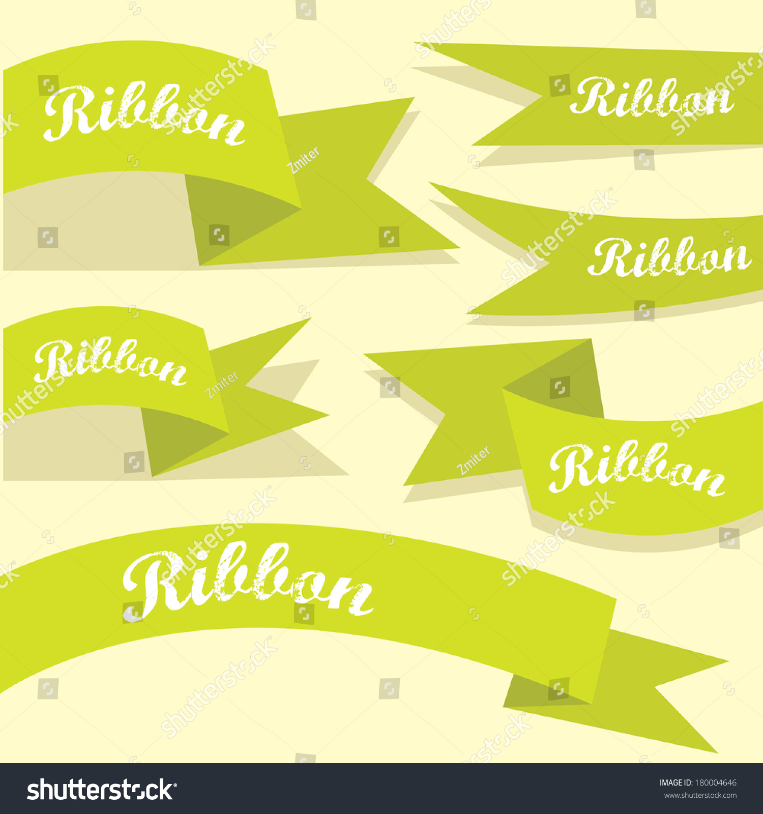 Set Retro Green Ribbons Labels Vector Stock Vector Royalty Free 180004646 Shutterstock 5054