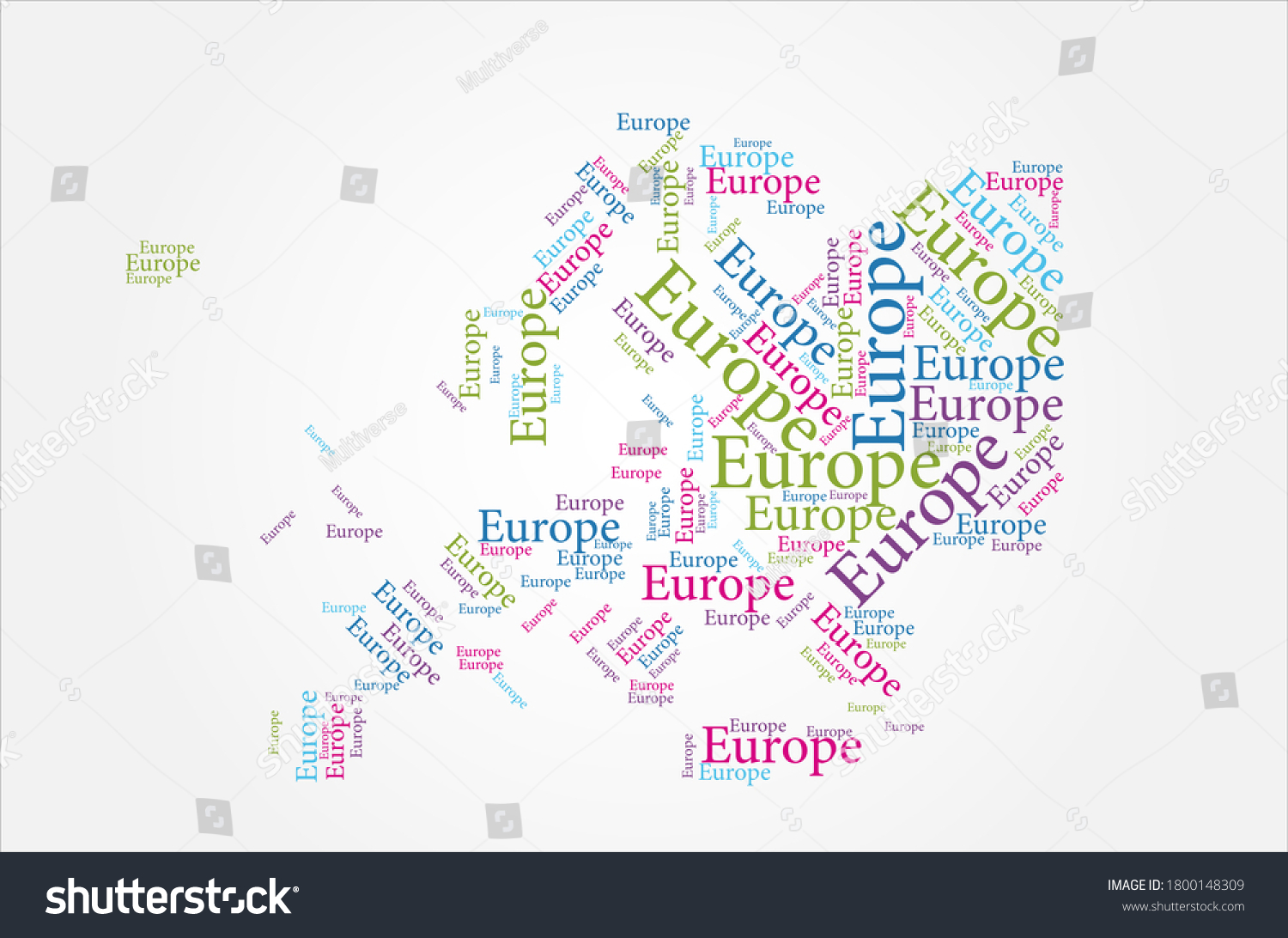 Europe Map Word Cloud Concept Stock Illustration 1800148309 