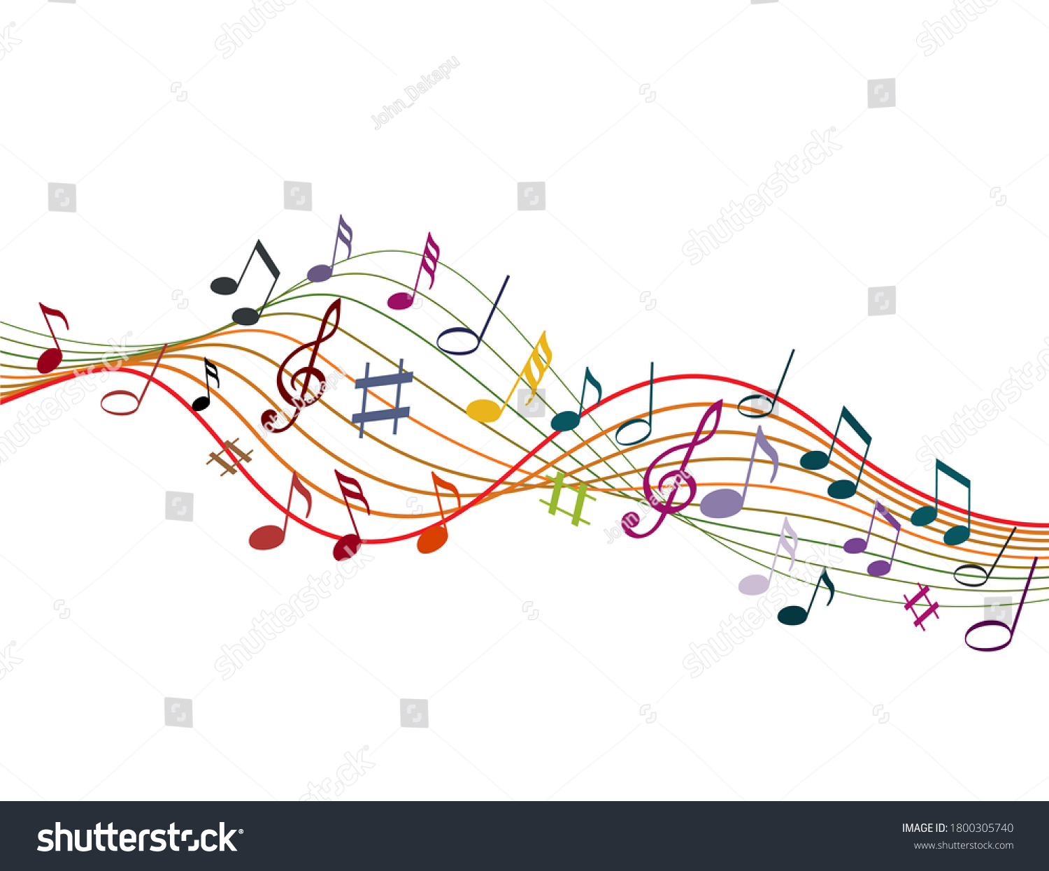 Music Notes On Solide White Background Stock Illustration 1800305740 ...