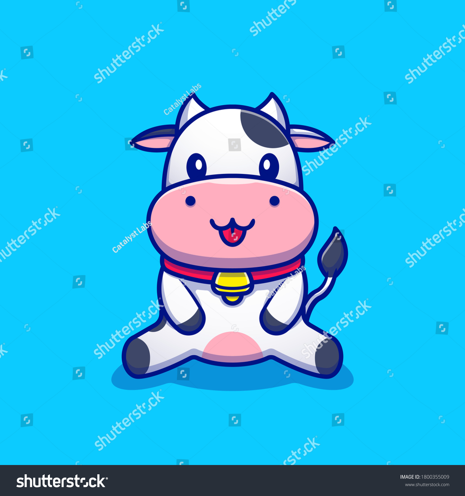 Cute Cow Sitting Cartoon Vector Icon Stock Vector (Royalty Free ...