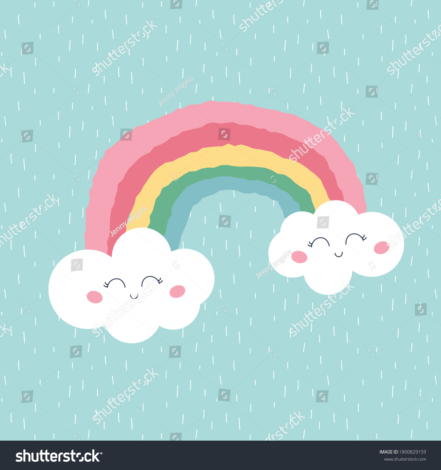 Rainbow Childrens Room Wall Decorcute Baby Stock Vector (Royalty Free ...