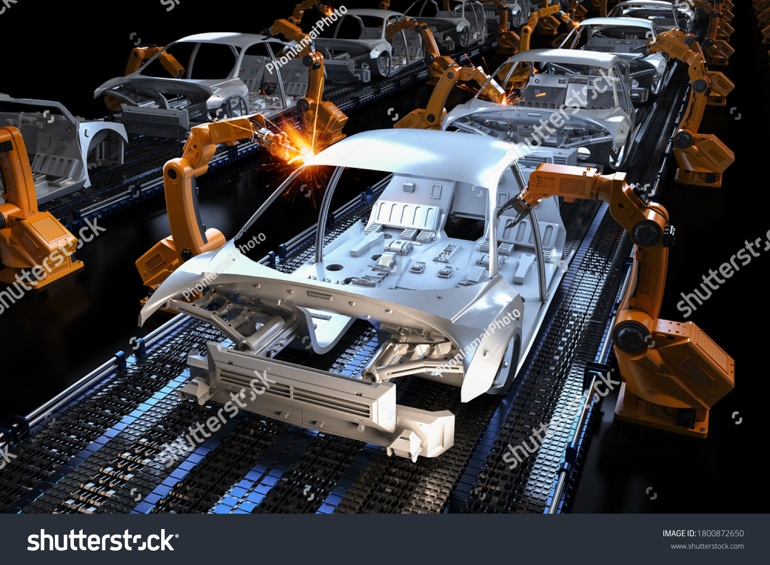 Automation Aumobile Factory Concept 3d Rendering Stock Illustration ...