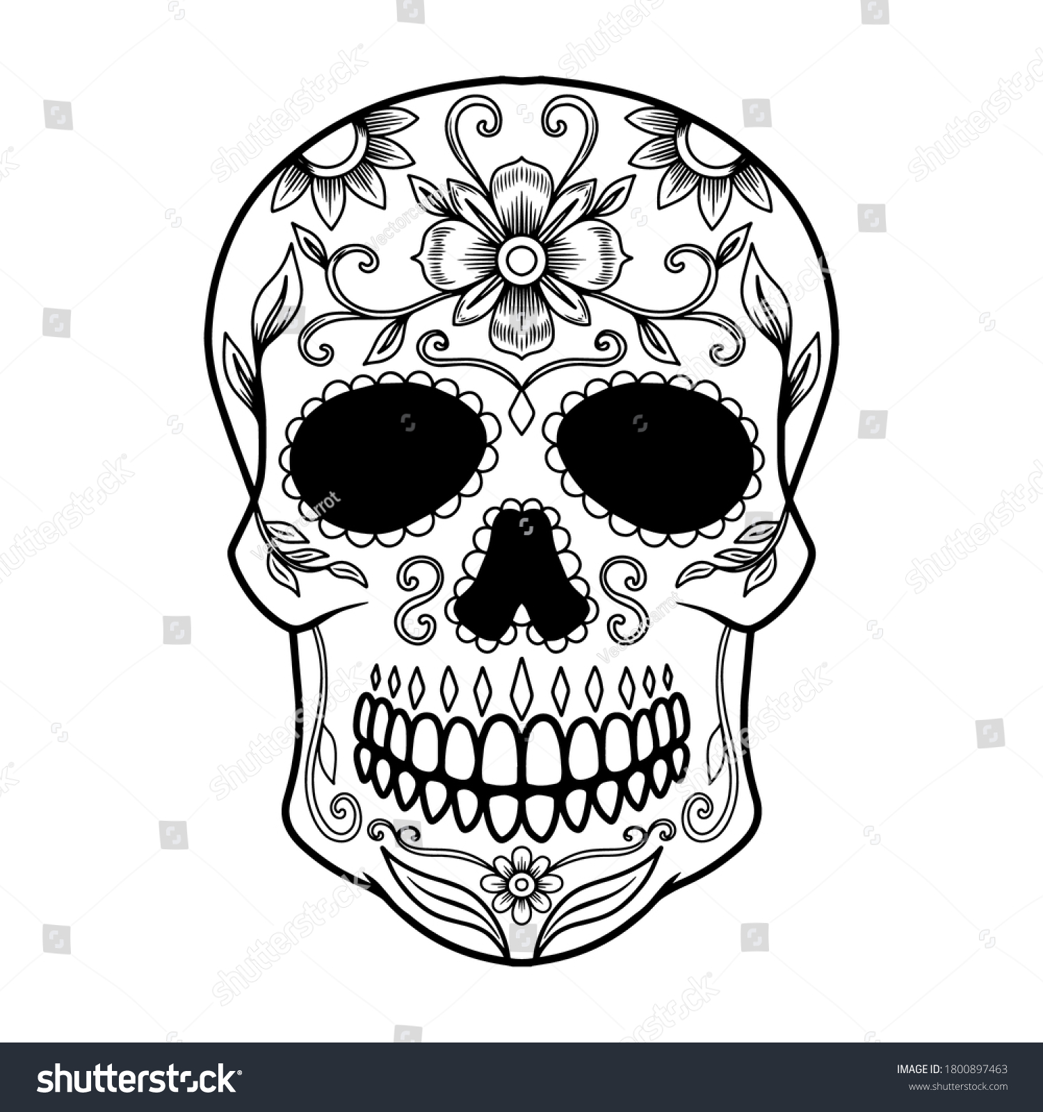 Illustration Mexican Sugar Skull Design Element Stock Vector (Royalty ...