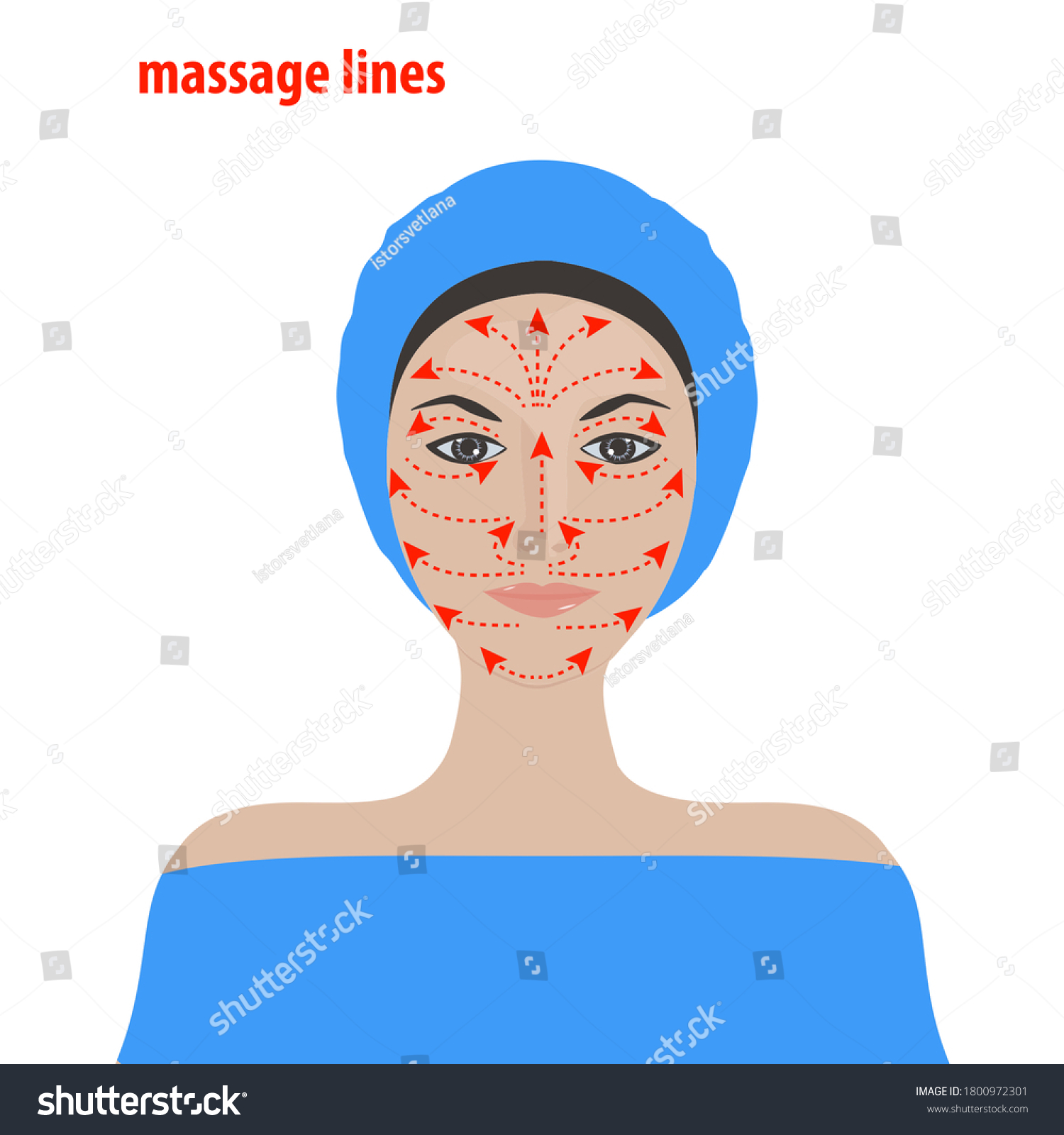 Lines Face Massage Female Elegant Face Stock Vector (Royalty Free ...