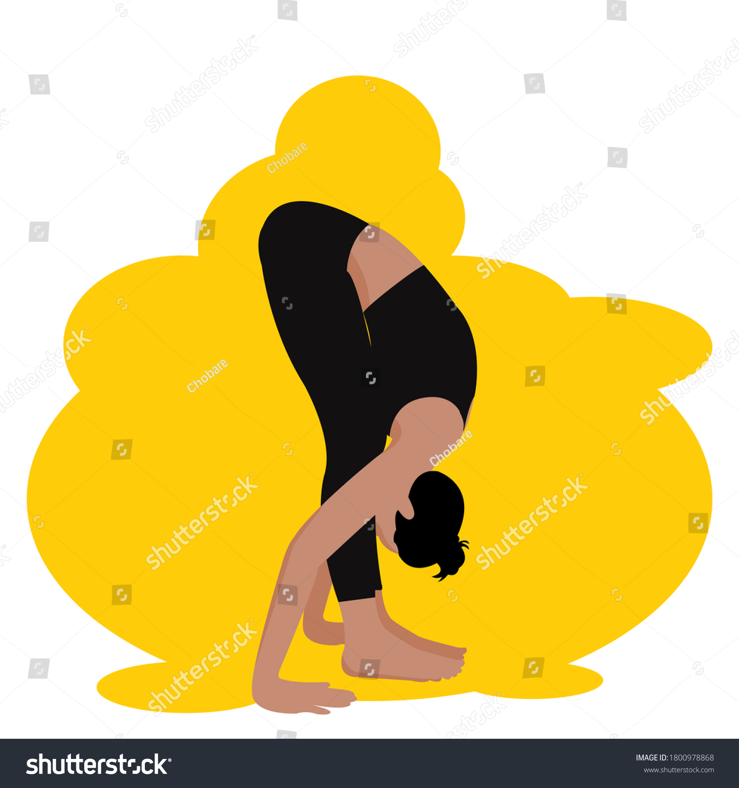 Woman Character Standing Forward Bend Pose Stock Vector Royalty Free