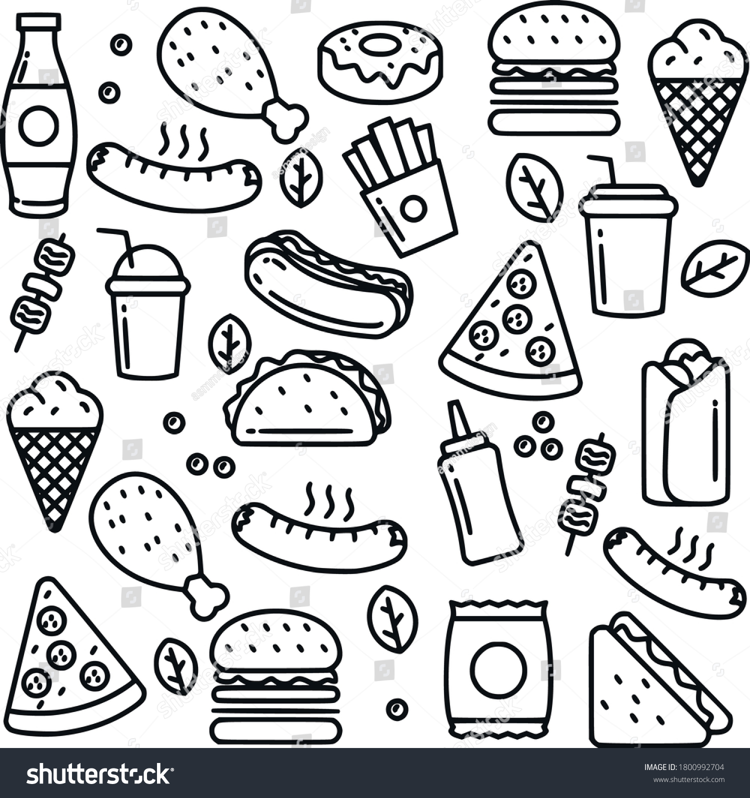 Fast Food Doodle Hand Drawn Vector Stock Vector (Royalty Free ...