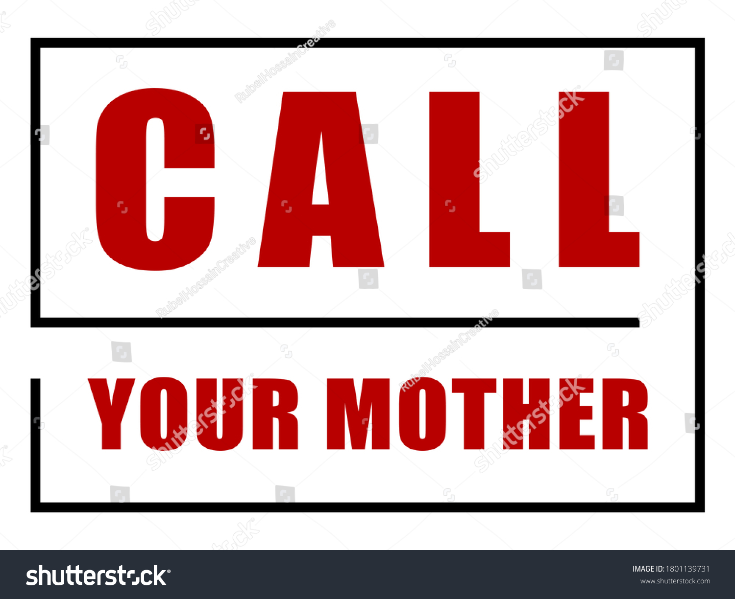 Call Your Mother Text Image Stock Vector Royalty Free 1801139731