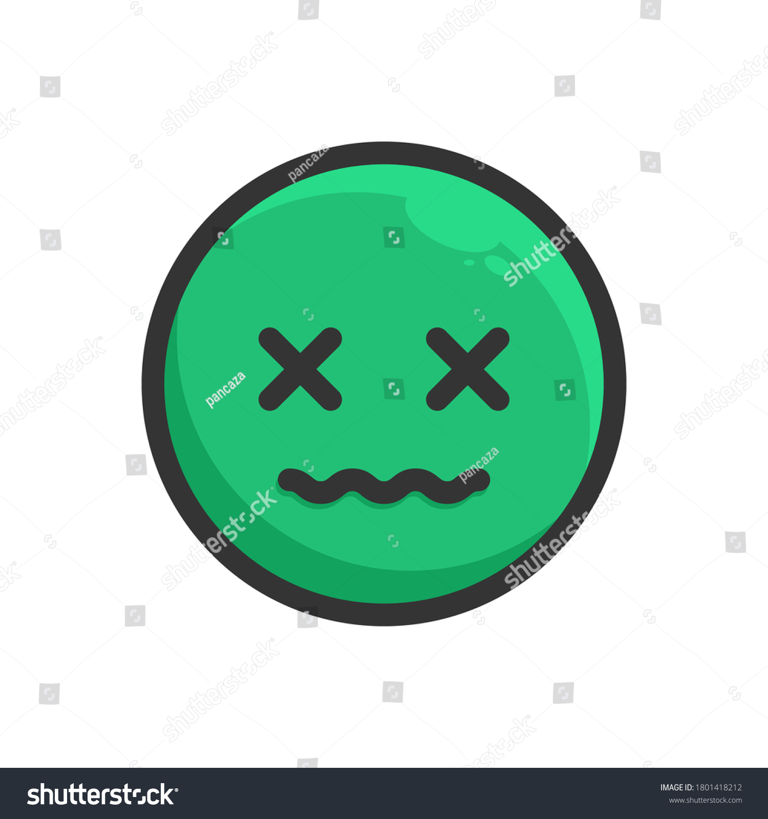 Nausea Face Flat Emoji Icon Stock Vector (Royalty Free) 1801418212 ...