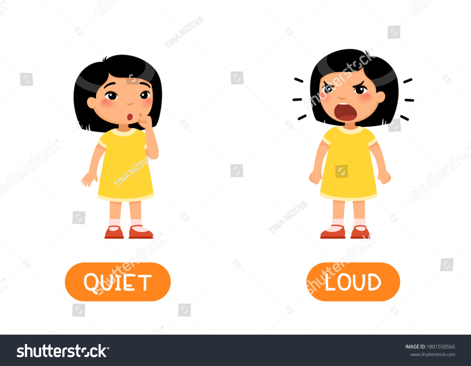 Vektor Stok Loud Quiet Antonyms Word Card Vector Tanpa Royalti vektor-stok-loud-quiet-antonyms-word-card-vector-tanpa-royalti